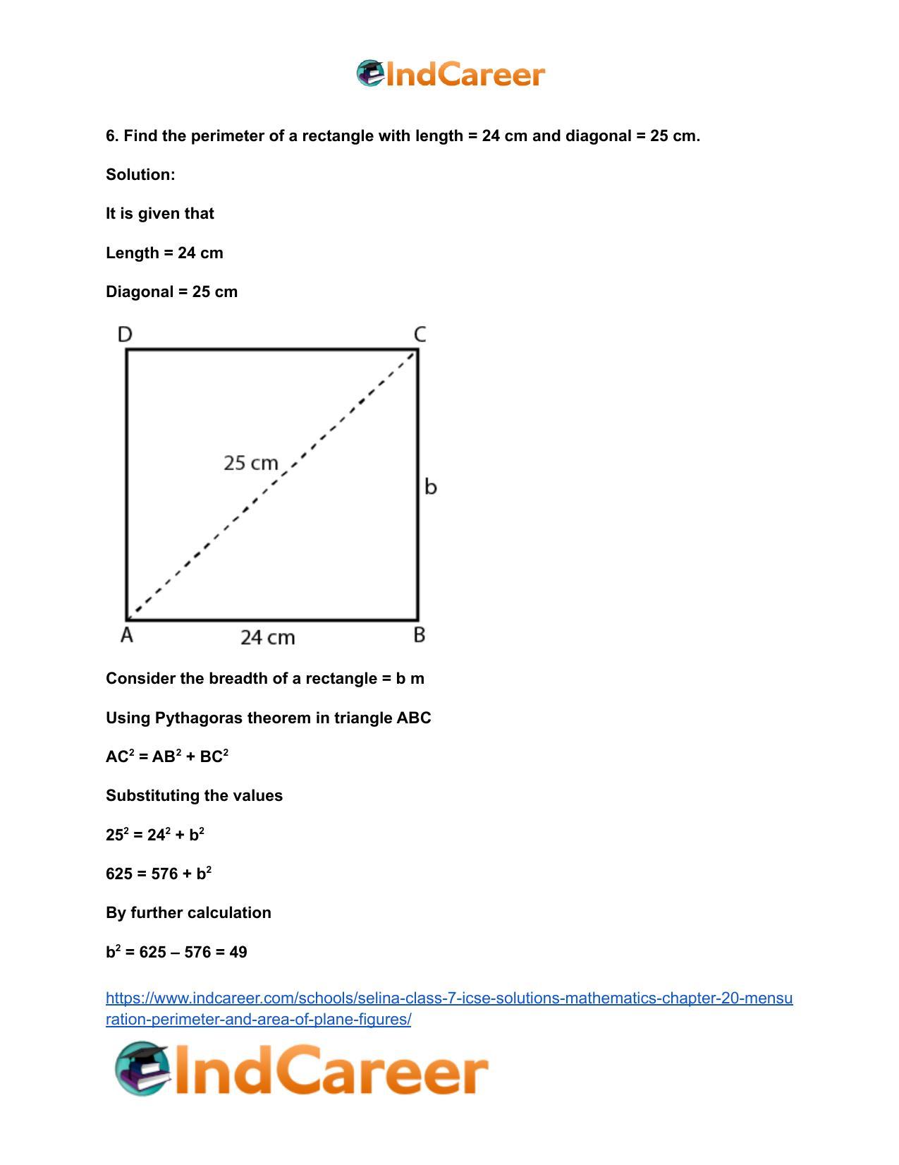 Selina Class 7 ICSE Solutions Mathematics : Chapter 20- Mensuration (Perimeter and Area of Plane Figures) - Page 7