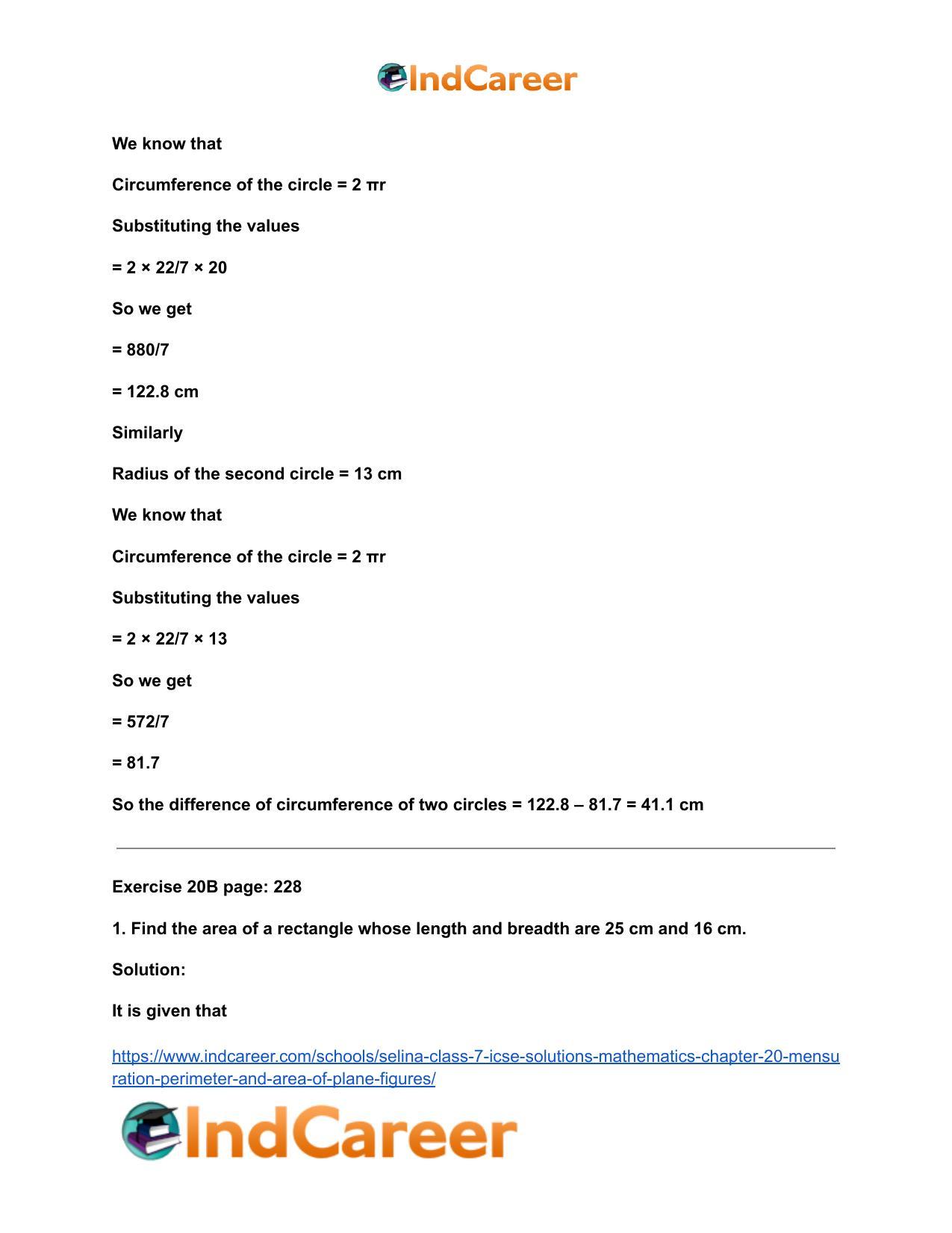 Selina Class 7 ICSE Solutions Mathematics : Chapter 20- Mensuration (Perimeter and Area of Plane Figures) - Page 15
