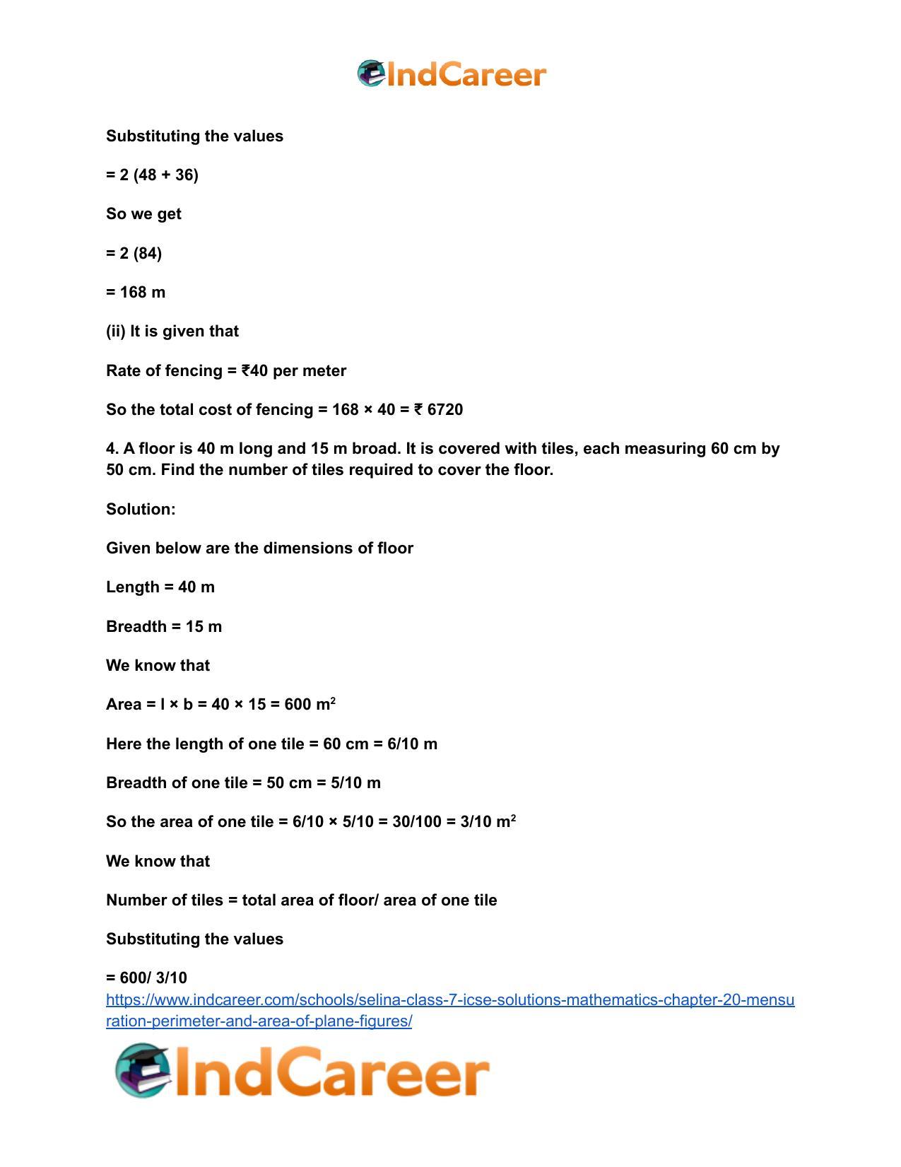 Selina Class 7 ICSE Solutions Mathematics : Chapter 20- Mensuration (Perimeter and Area of Plane Figures) - Page 19