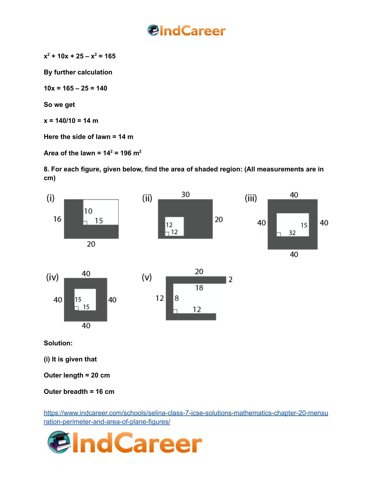 Selina Class 7 ICSE Solutions Mathematics : Chapter 20- Mensuration (Perimeter and Area of Plane Figures) - Page 23
