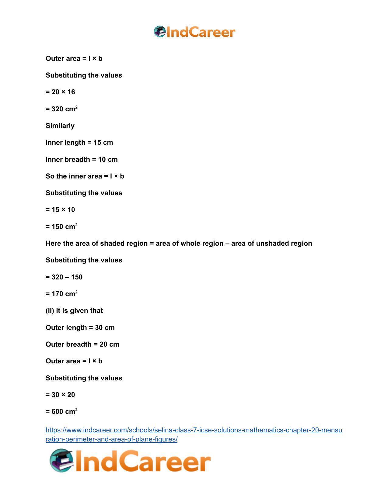 Selina Class 7 ICSE Solutions Mathematics : Chapter 20- Mensuration (Perimeter and Area of Plane Figures) - Page 24