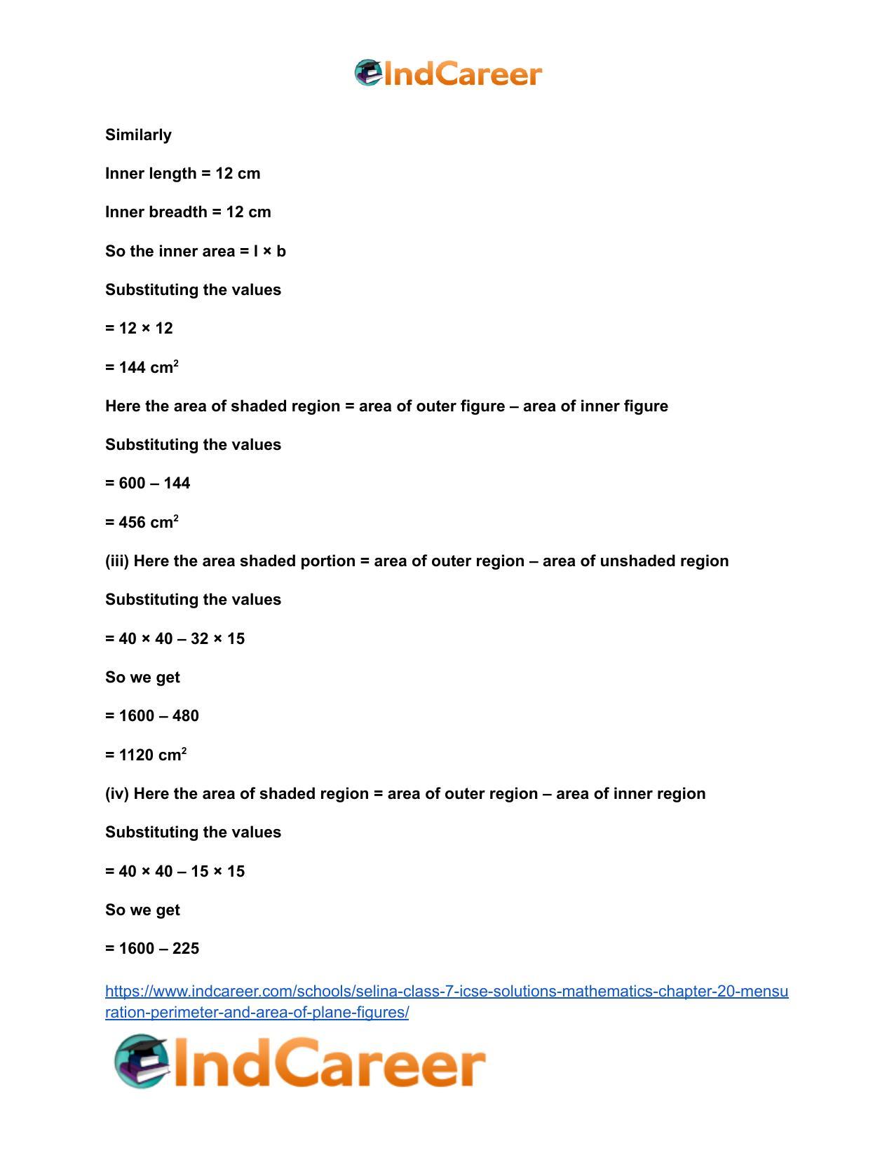 Selina Class 7 ICSE Solutions Mathematics : Chapter 20- Mensuration (Perimeter and Area of Plane Figures) - Page 25