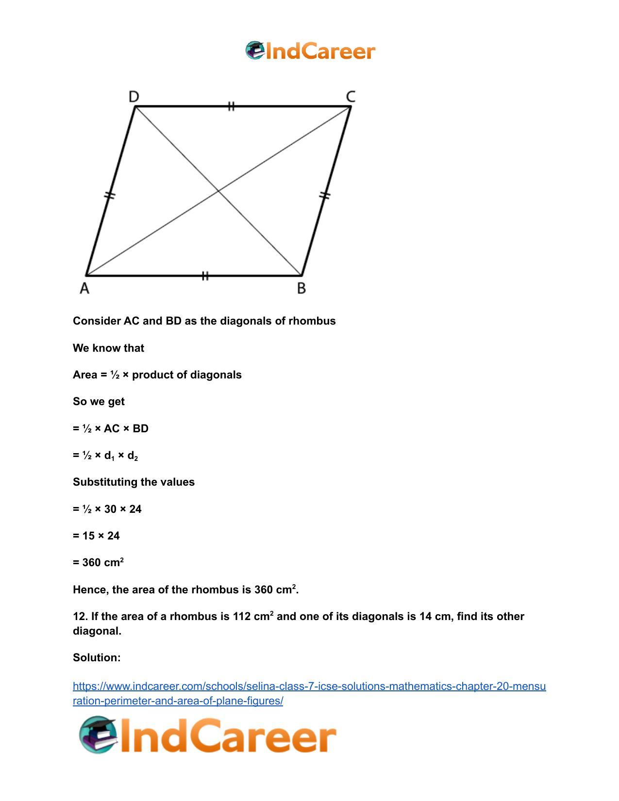 Selina Class 7 ICSE Solutions Mathematics : Chapter 20- Mensuration (Perimeter and Area of Plane Figures) - Page 28