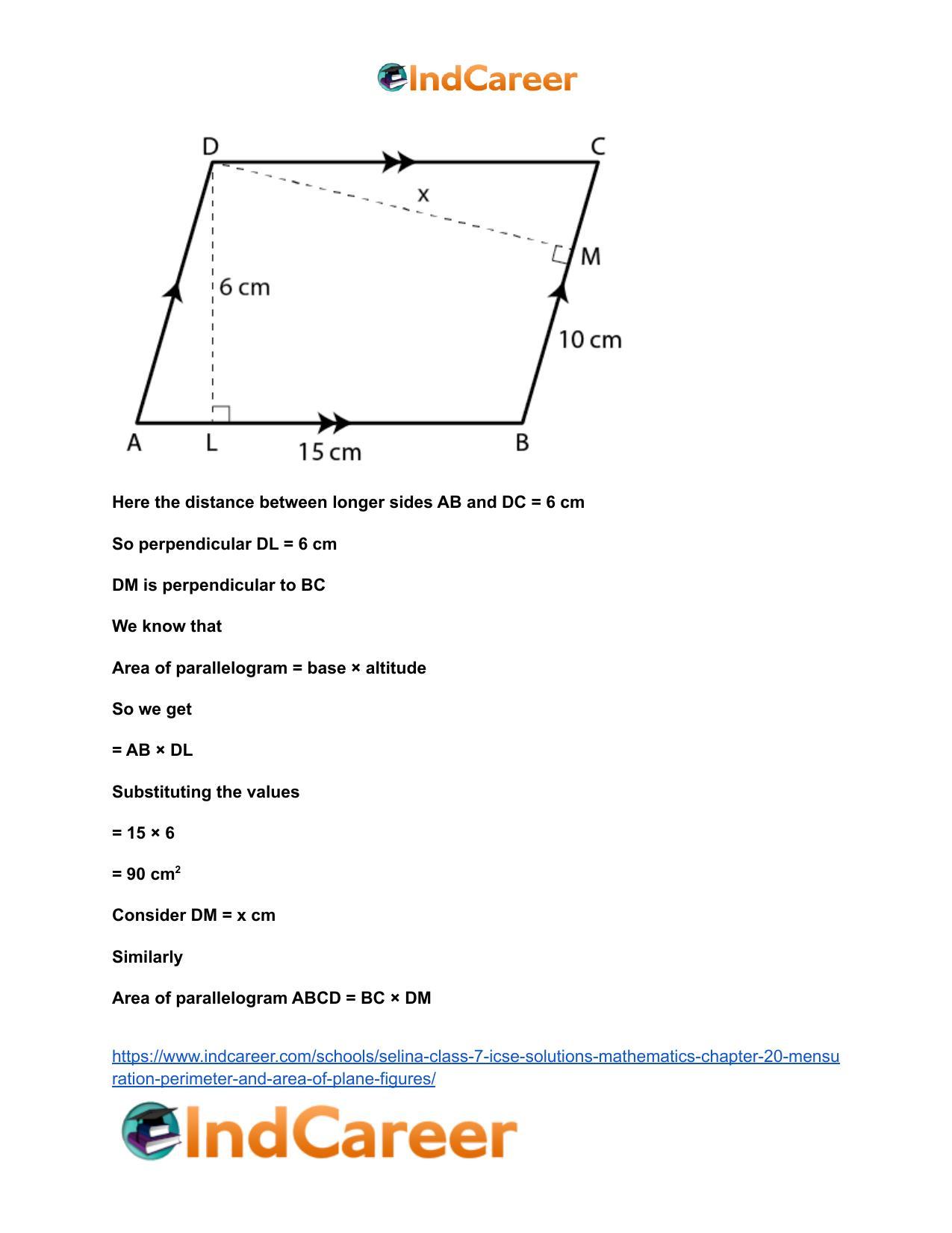 Selina Class 7 ICSE Solutions Mathematics : Chapter 20- Mensuration (Perimeter and Area of Plane Figures) - Page 31
