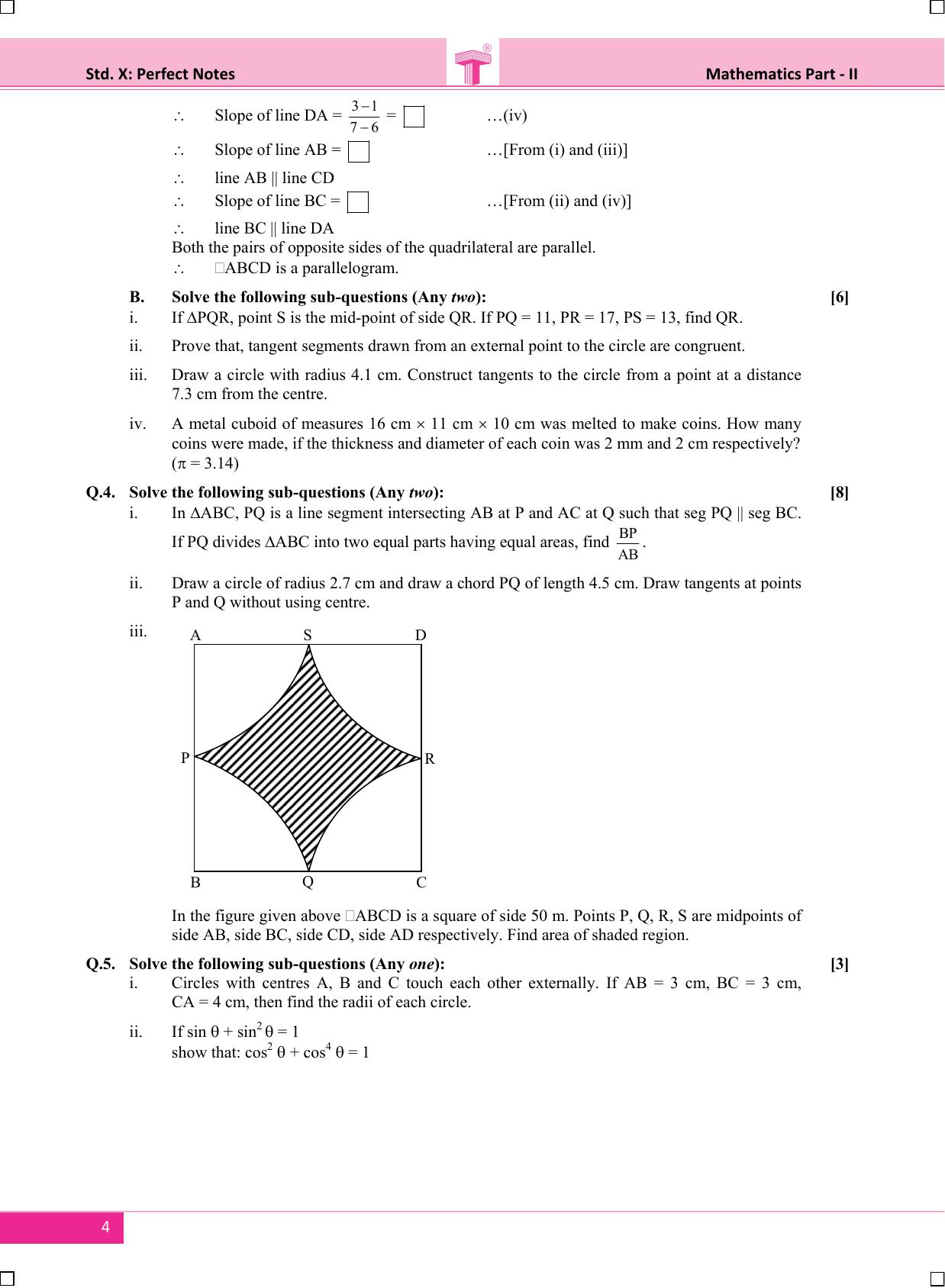 Maharashtra Board SSC Mathematics-paper-2 March 2020 Question Paper - Page 4