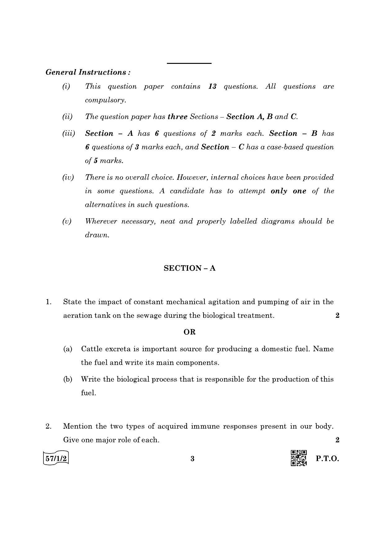 CBSE Class 12 57-1-2 Biology 2022 Question Paper - Page 3