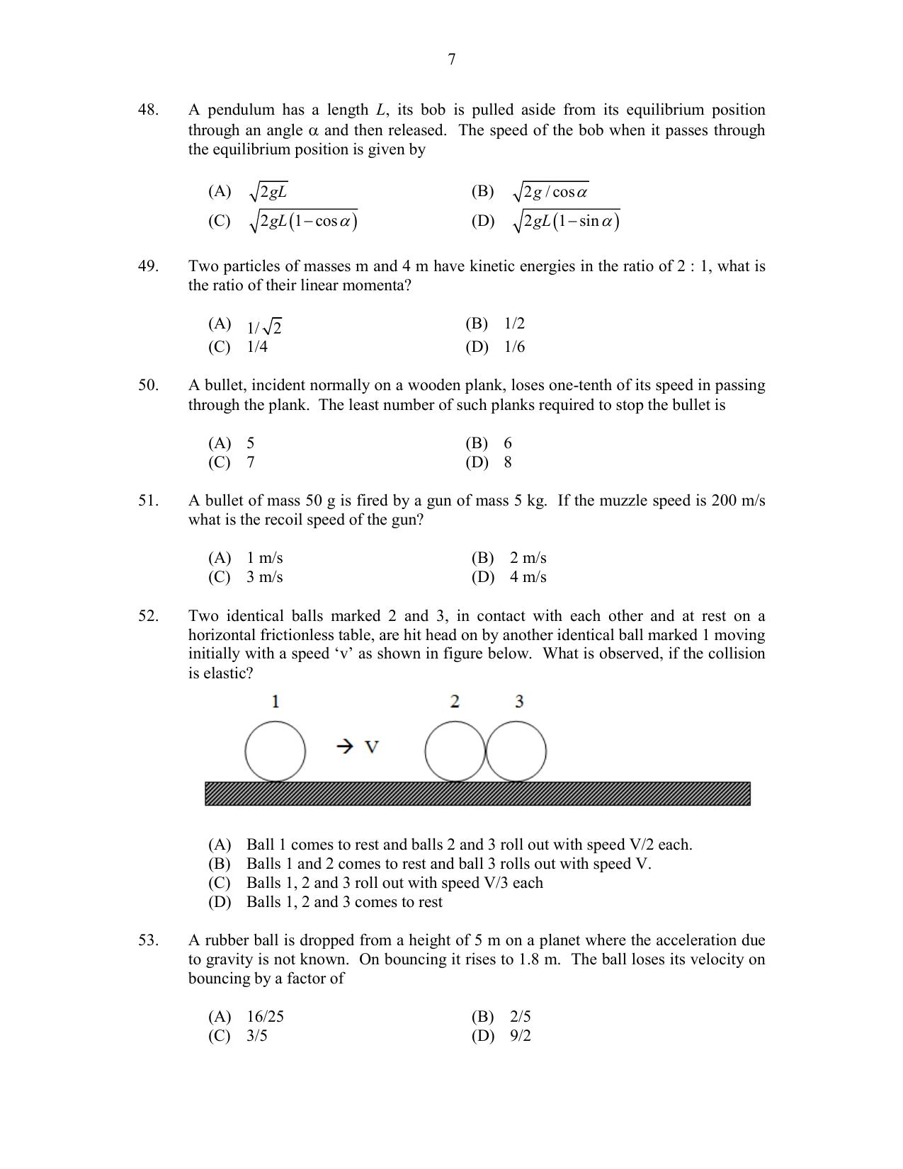CUSAT CAT 2017 Physics Pg Question Paper - Page 7
