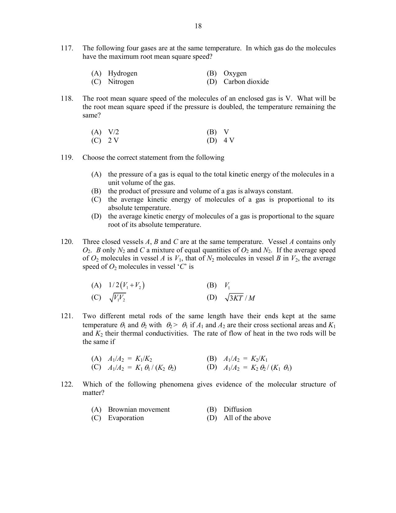 CUSAT CAT 2017 Physics Pg Question Paper - Page 18