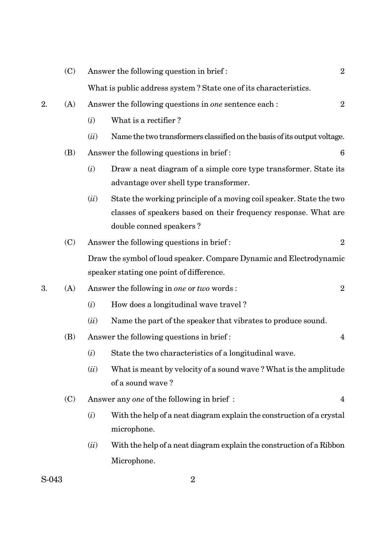 Goa Board Class 10 Electronics  (March 2019) Question Paper - Page 2