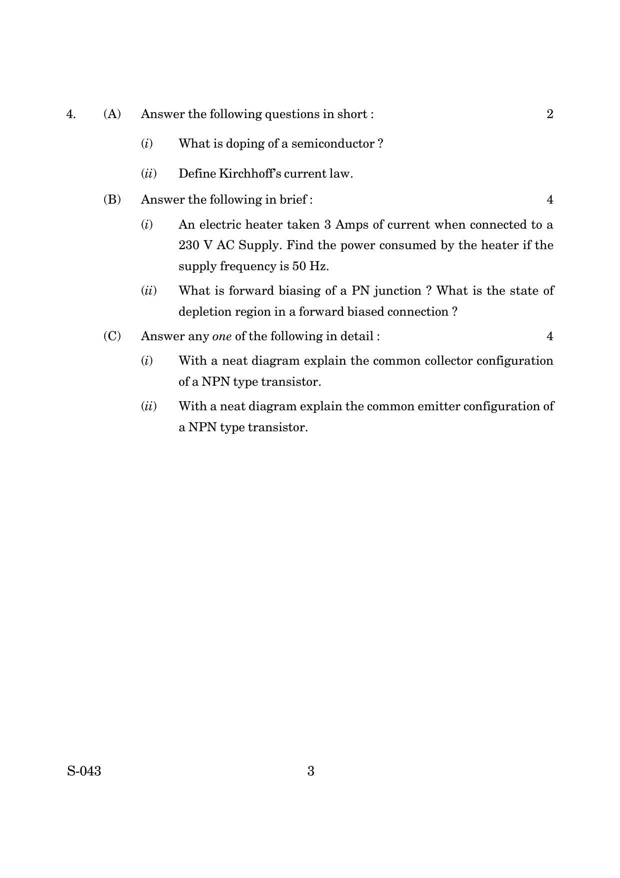 Goa Board Class 10 Electronics  (March 2019) Question Paper - Page 3