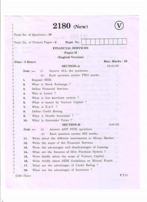 AP Inter 2nd Year Vocational Question Paper March - 2020 - Financial Services - II (new)
