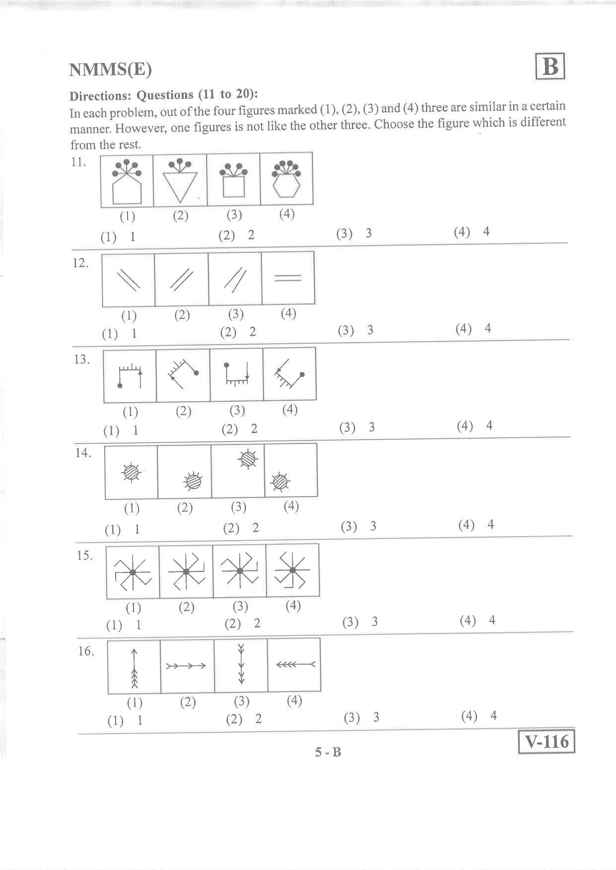 English Medium Nov 2019 (Set B) Class 8 Andhra Pradesh NMMS Question Papers - Page 5