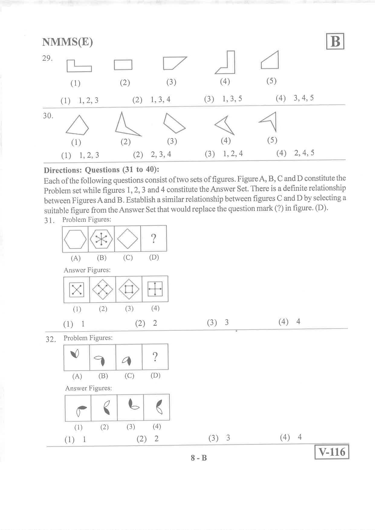 English Medium Nov 2019 (Set B) Class 8 Andhra Pradesh NMMS Question Papers - Page 8