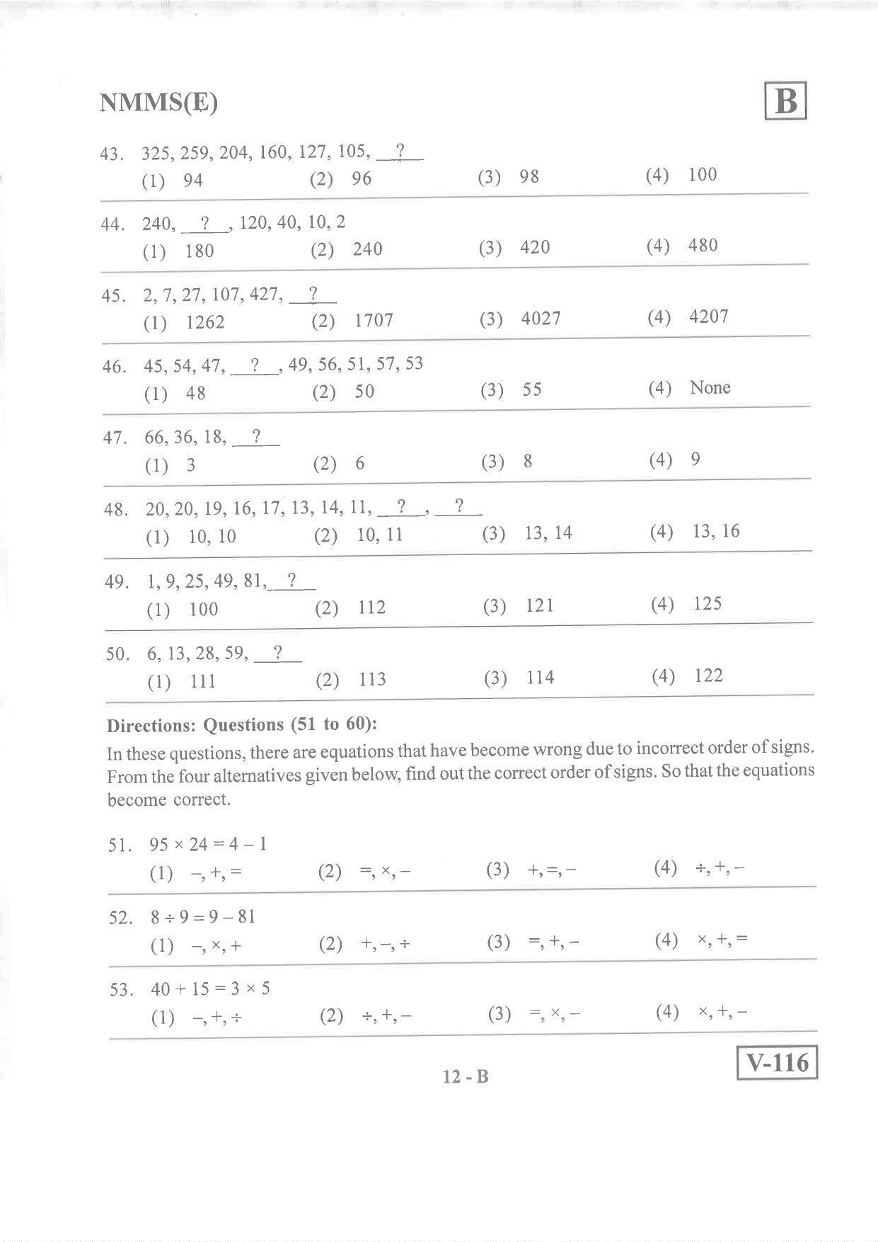 English Medium Nov 2019 (Set B) Class 8 Andhra Pradesh NMMS Question Papers - Page 12