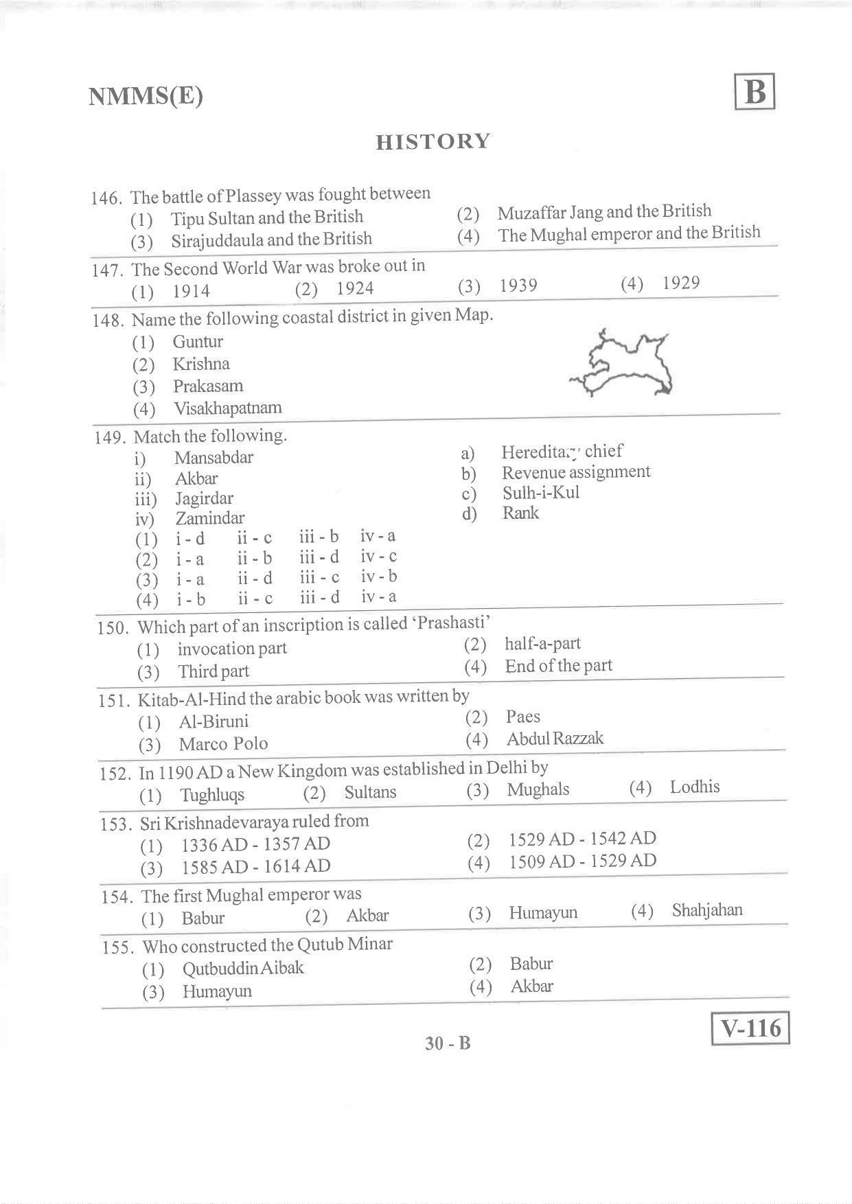 English Medium Nov 2019 (Set B) Class 8 Andhra Pradesh NMMS Question Papers - Page 30
