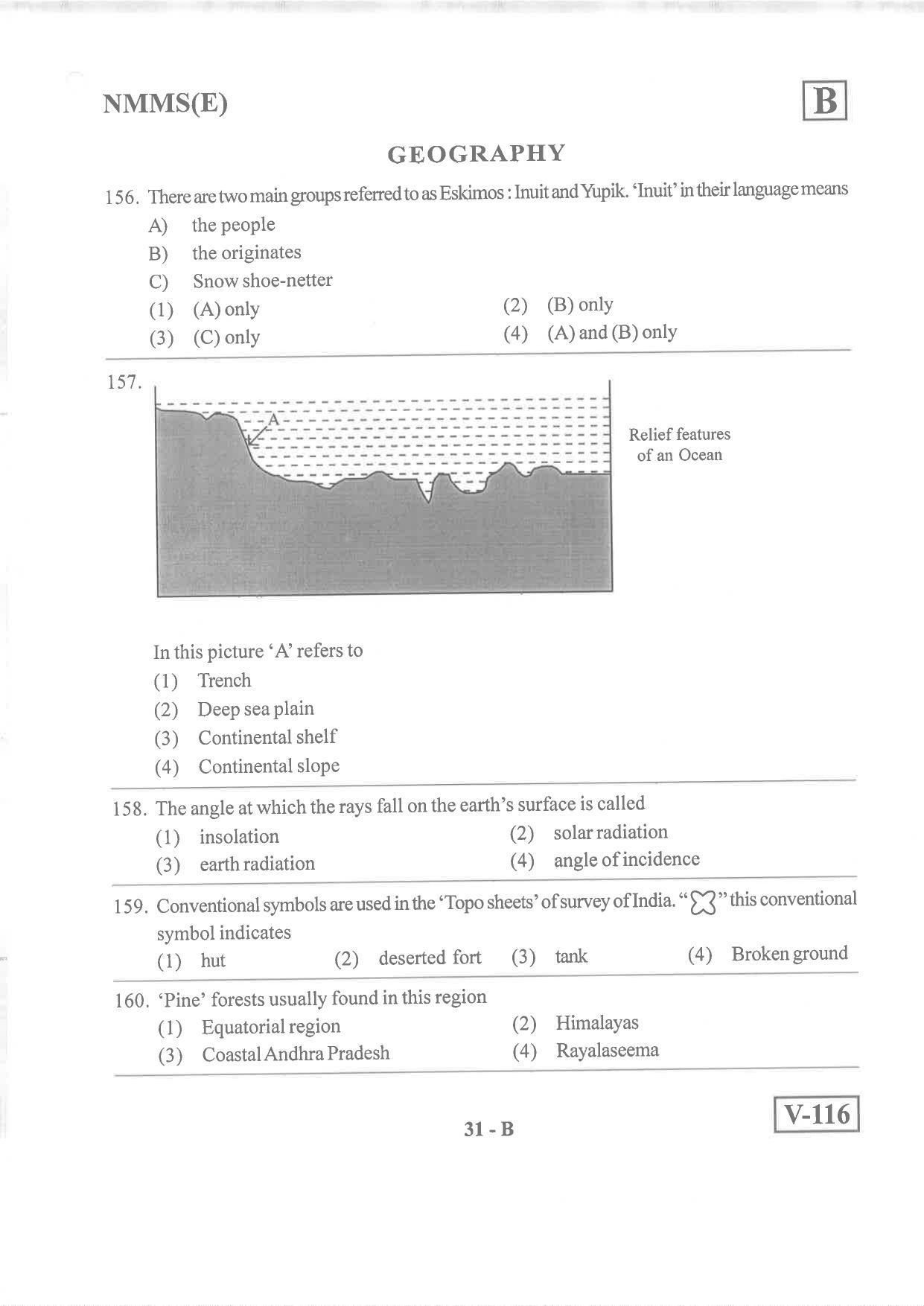 English Medium Nov 2019 (Set B) Class 8 Andhra Pradesh NMMS Question Papers - Page 31
