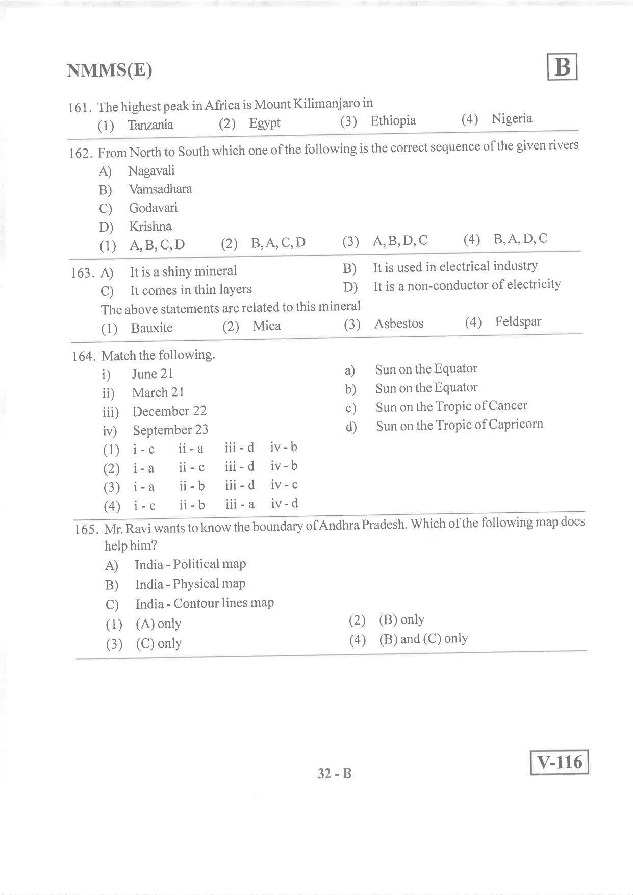 English Medium Nov 2019 (Set B) Class 8 Andhra Pradesh NMMS Question Papers - Page 32