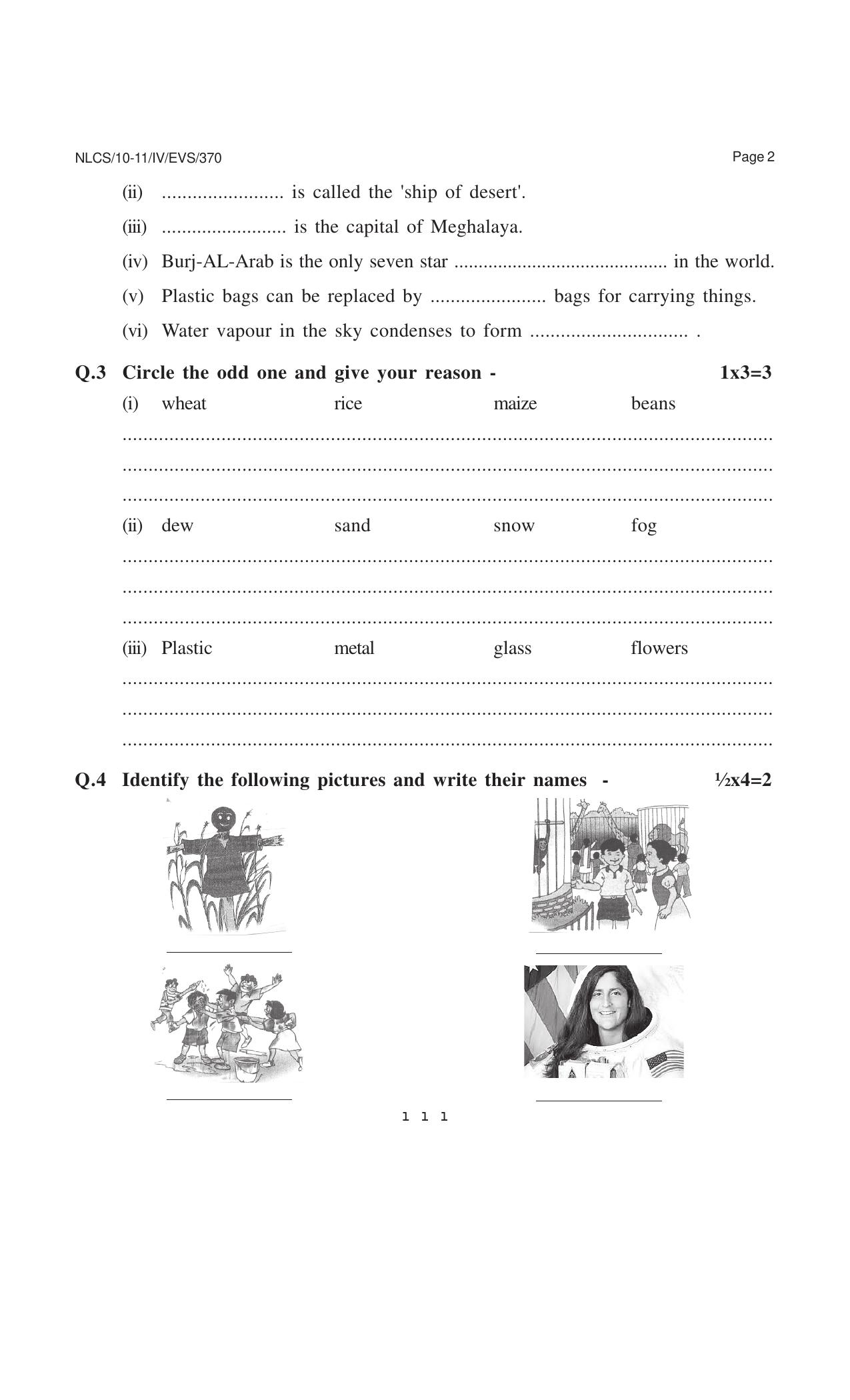 Worksheet for Class 4 Environmental Studies Assignment 14 - Page 2