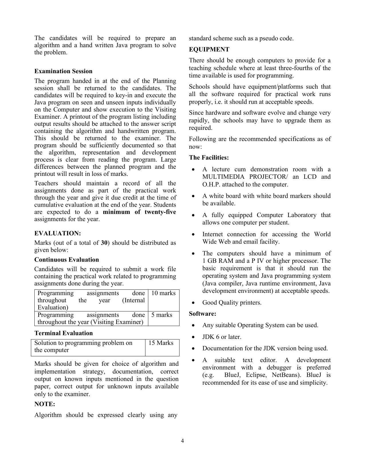 ISC Class XII Computer Science 2025 Syllabus - Page 4