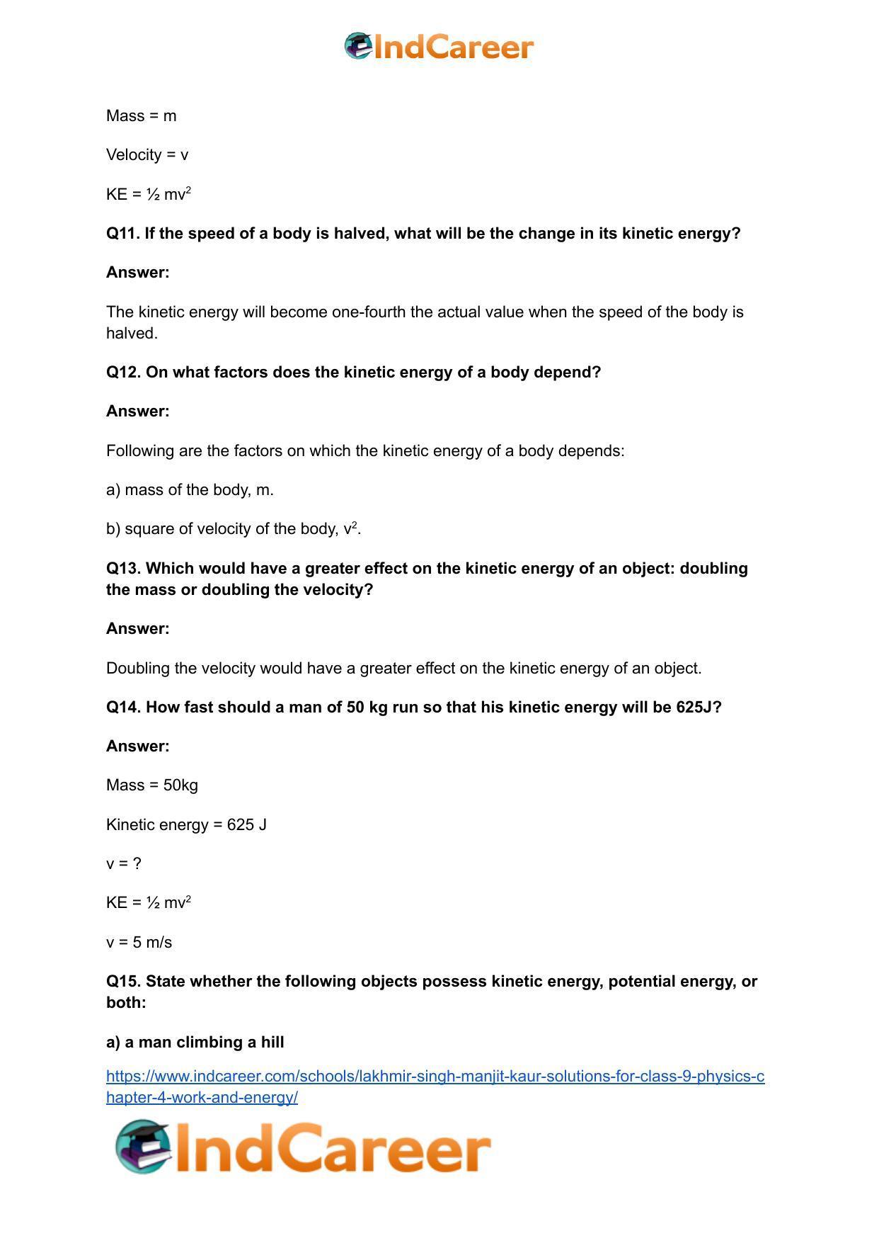 Lakhmir Singh Manjit Kaur Solutions for Class 9 Physics: Chapter 4- Work and Energy - Page 4