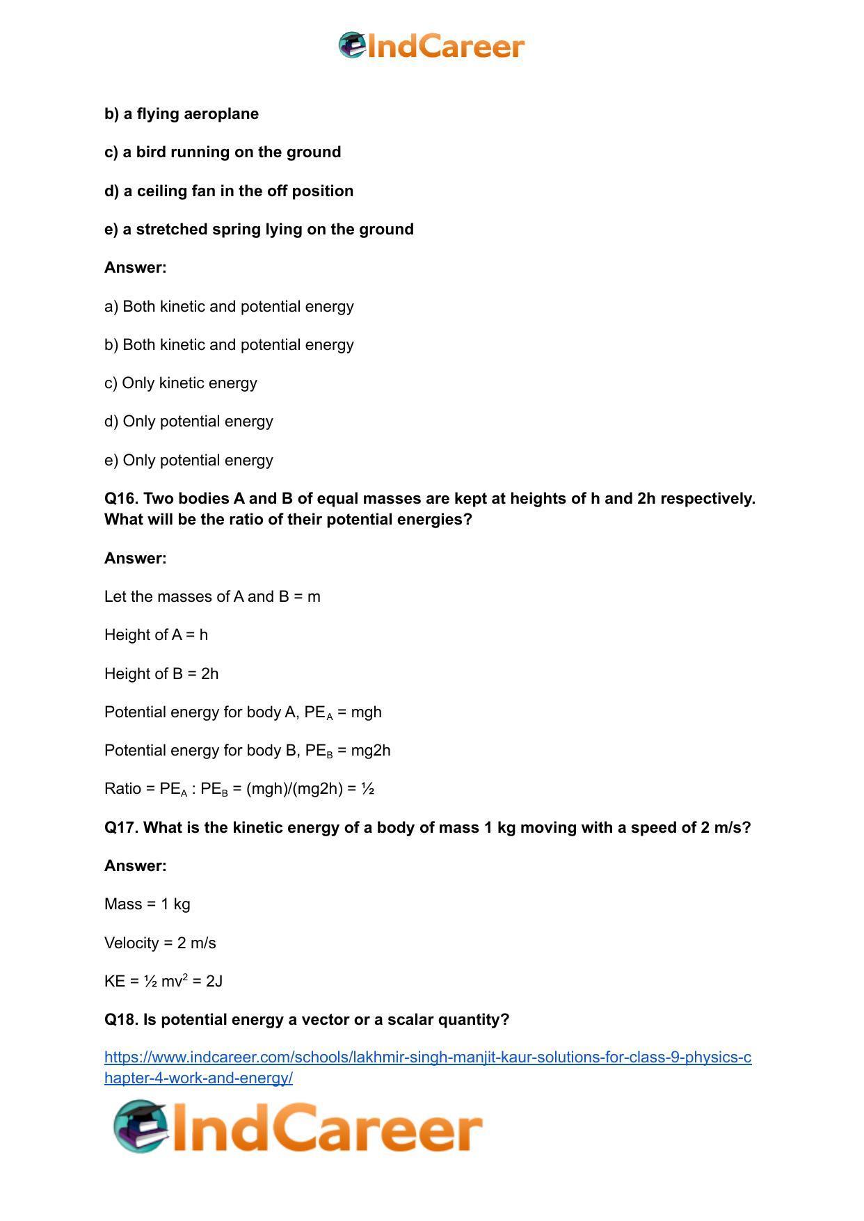 Lakhmir Singh Manjit Kaur Solutions for Class 9 Physics: Chapter 4- Work and Energy - Page 5