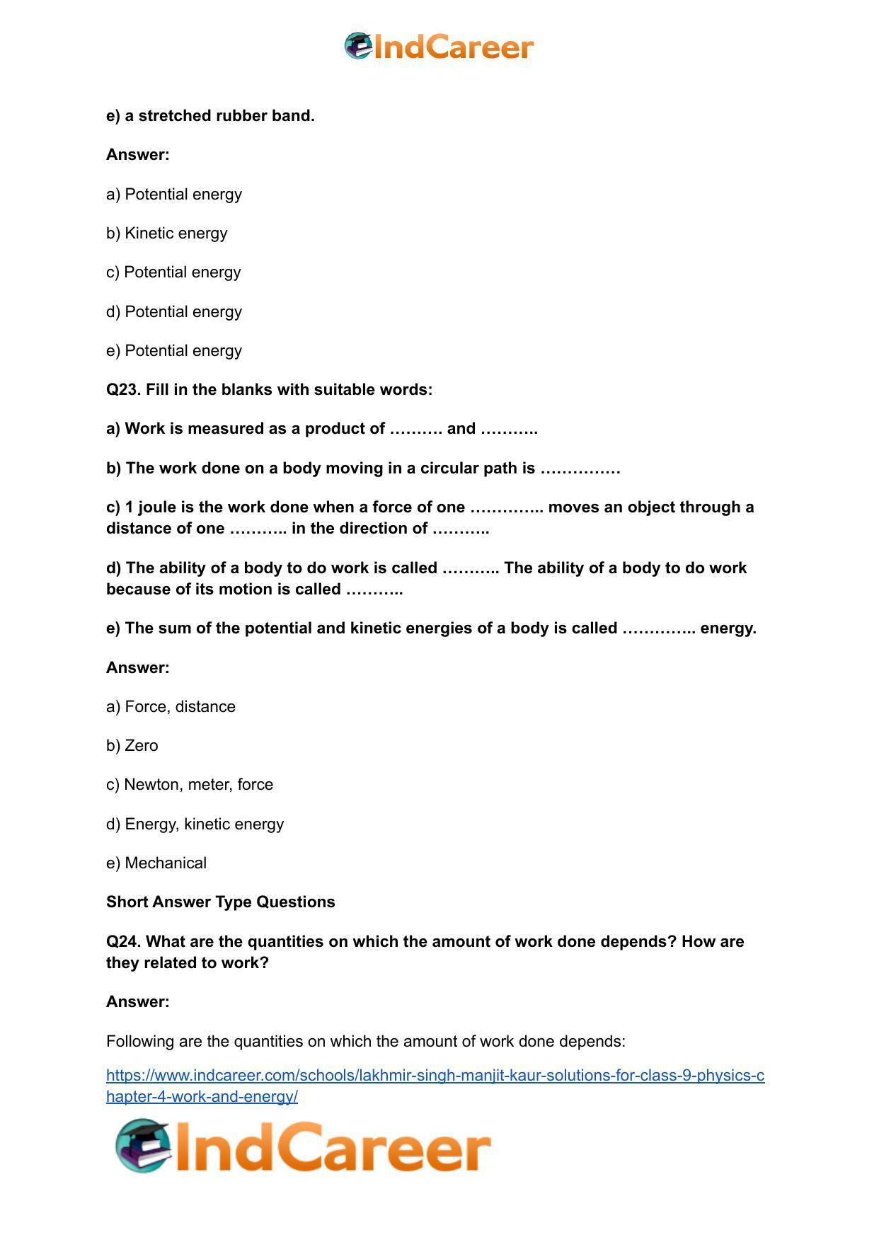 Lakhmir Singh Manjit Kaur Solutions for Class 9 Physics: Chapter 4- Work and Energy - Page 7