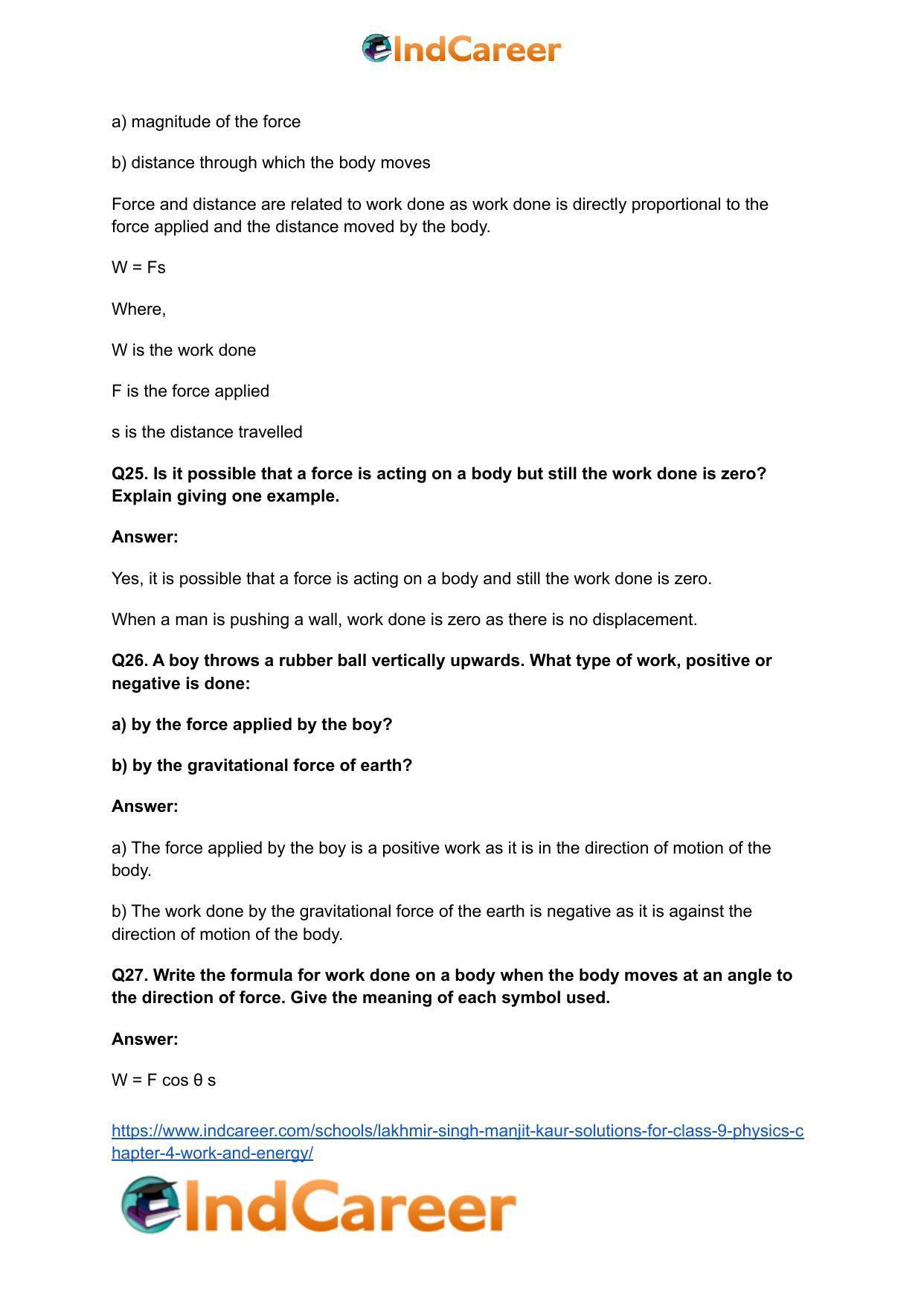 Lakhmir Singh Manjit Kaur Solutions for Class 9 Physics: Chapter 4- Work and Energy - Page 8