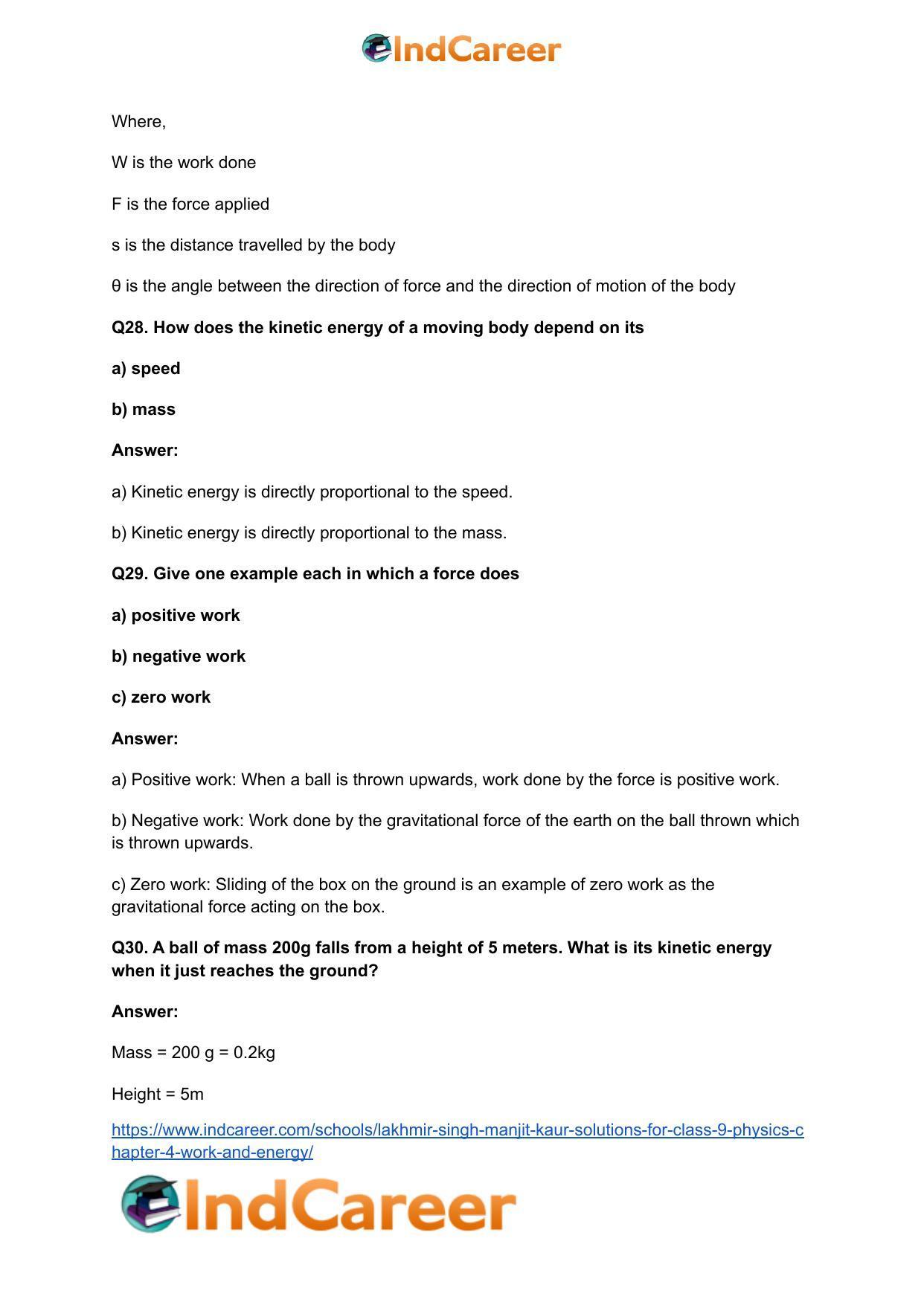 Lakhmir Singh Manjit Kaur Solutions for Class 9 Physics: Chapter 4- Work and Energy - Page 9