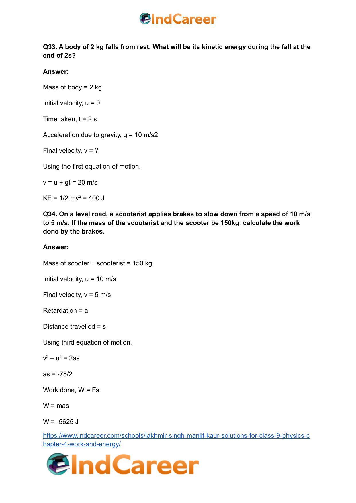 Lakhmir Singh Manjit Kaur Solutions for Class 9 Physics: Chapter 4- Work and Energy - Page 11