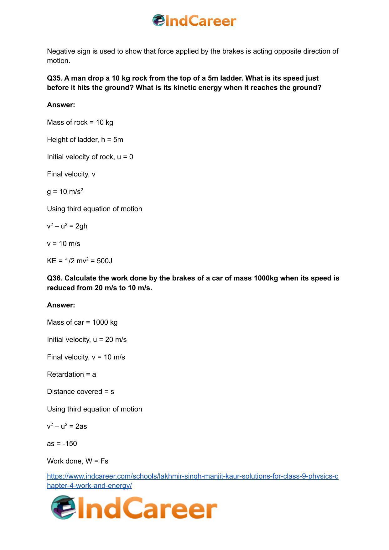 Lakhmir Singh Manjit Kaur Solutions for Class 9 Physics: Chapter 4- Work and Energy - Page 12