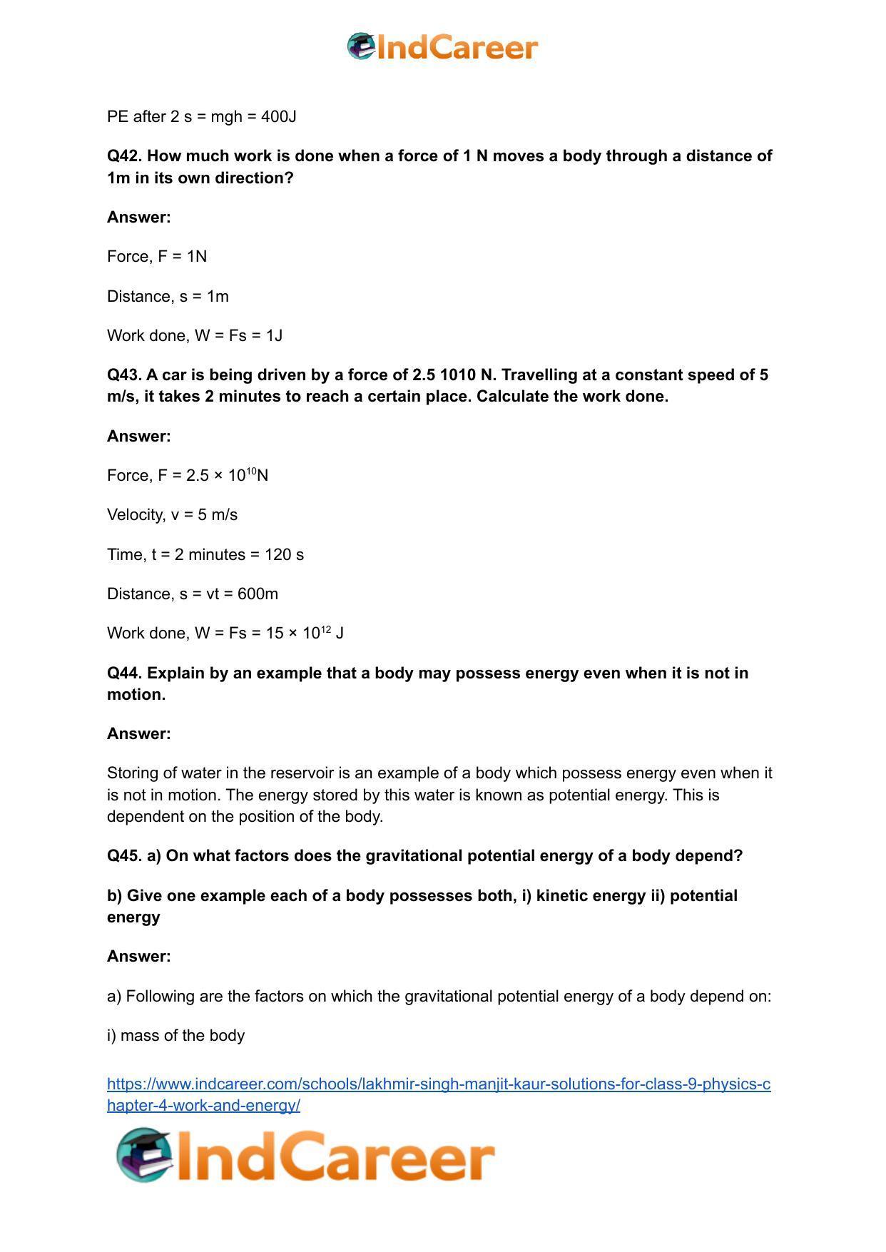 Lakhmir Singh Manjit Kaur Solutions for Class 9 Physics: Chapter 4- Work and Energy - Page 15