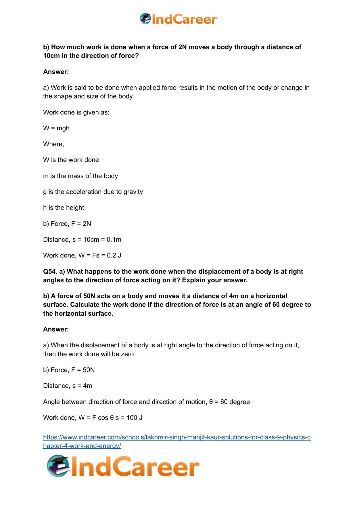 Lakhmir Singh Manjit Kaur Solutions for Class 9 Physics: Chapter 4- Work and Energy - Page 19
