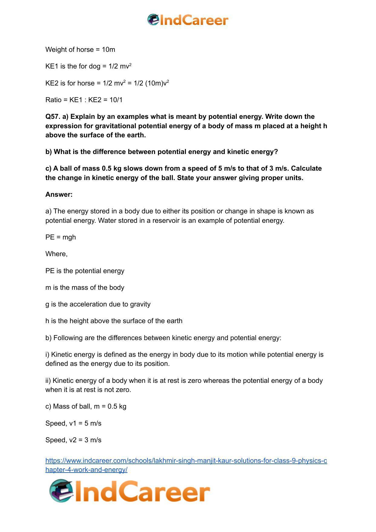 Lakhmir Singh Manjit Kaur Solutions for Class 9 Physics: Chapter 4- Work and Energy - Page 21