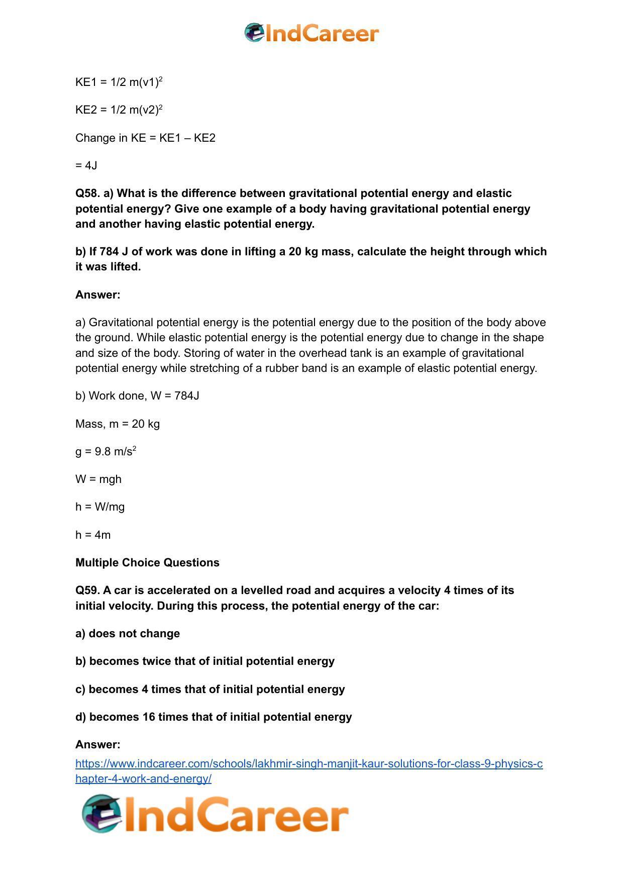 Lakhmir Singh Manjit Kaur Solutions for Class 9 Physics: Chapter 4- Work and Energy - Page 22