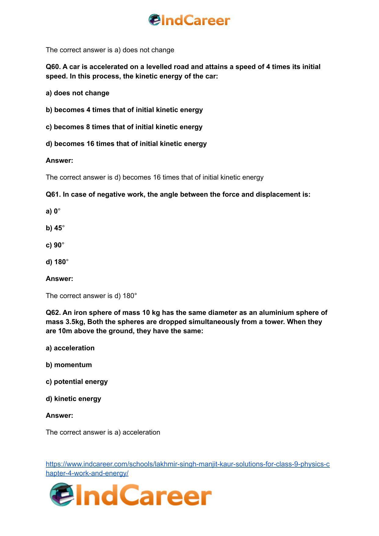 Lakhmir Singh Manjit Kaur Solutions for Class 9 Physics: Chapter 4- Work and Energy - Page 23