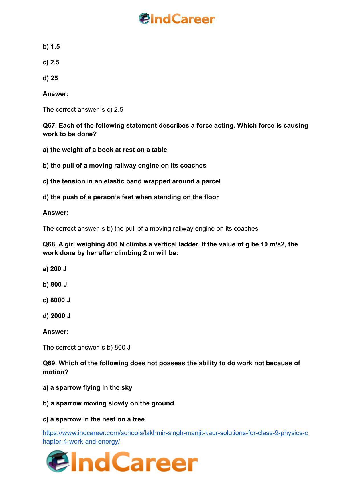 Lakhmir Singh Manjit Kaur Solutions for Class 9 Physics: Chapter 4- Work and Energy - Page 25