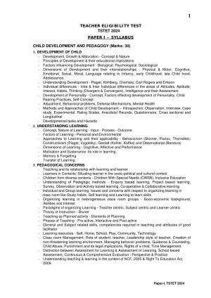 TS TET Syllabus - Paper-I (Gujarathi)
