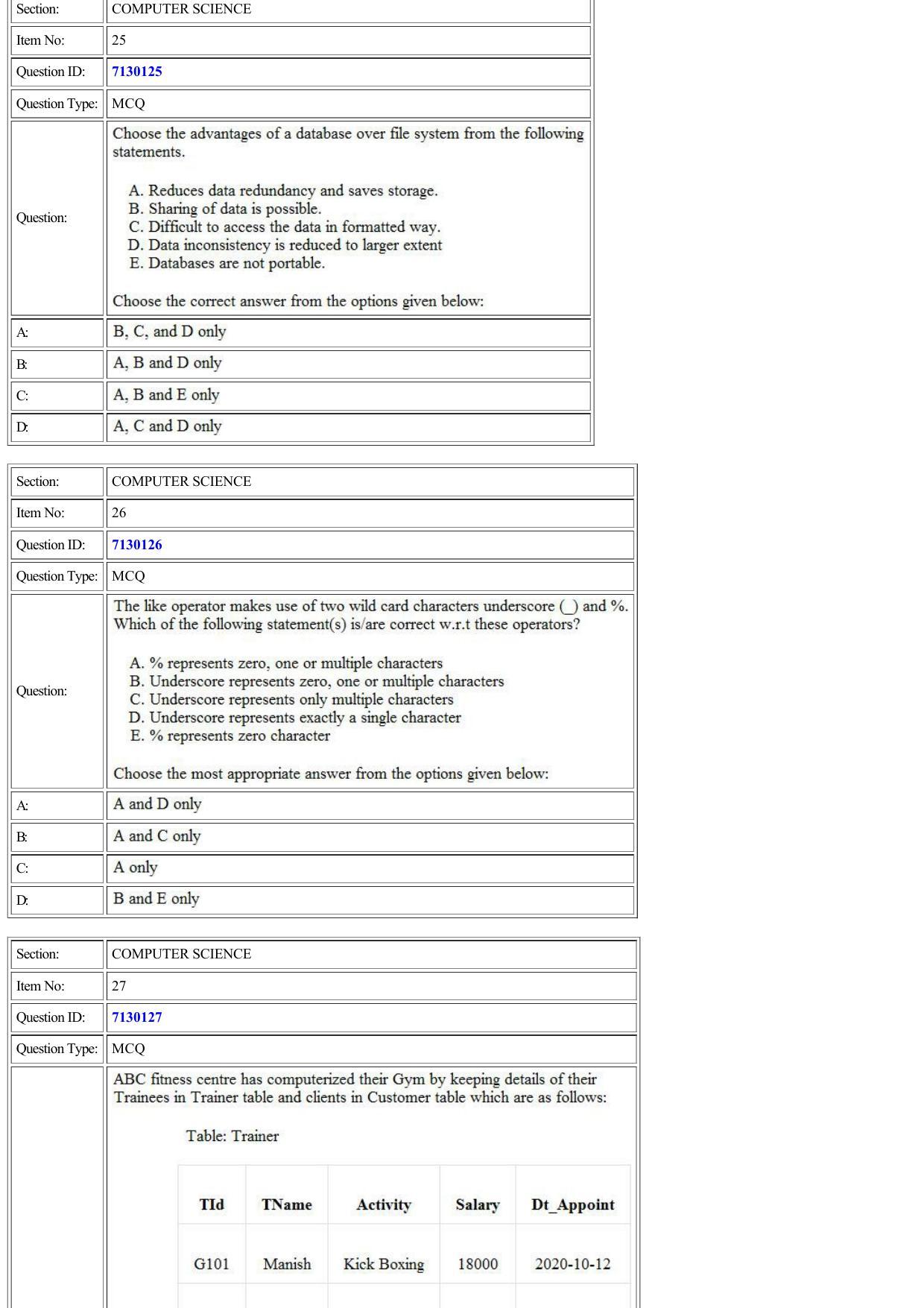 CUET 2022 Question Paper of Computer Science and Informatics Practices - Page 8