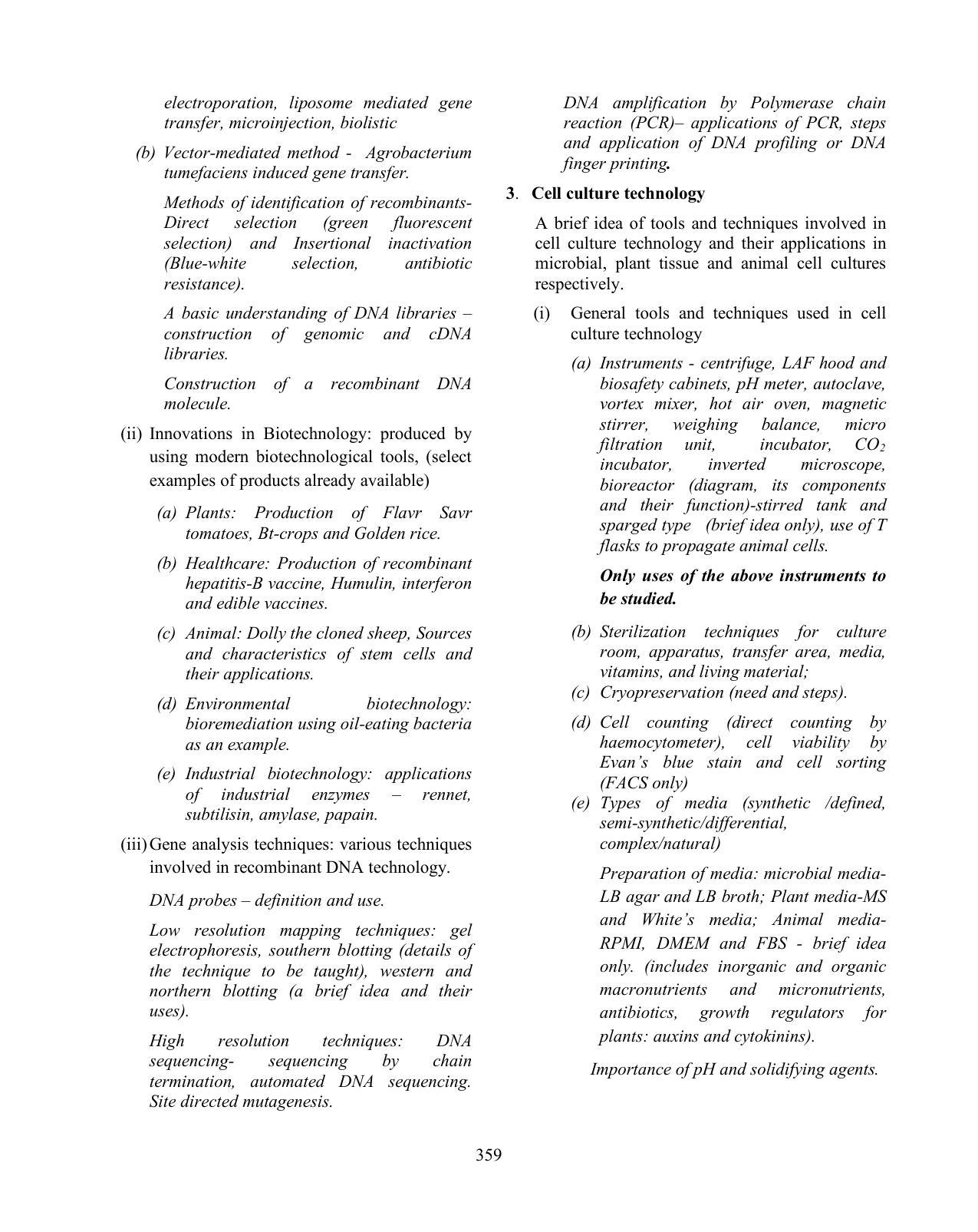 ISC Class XI & XII Biotechnology Syllabus - Page 8