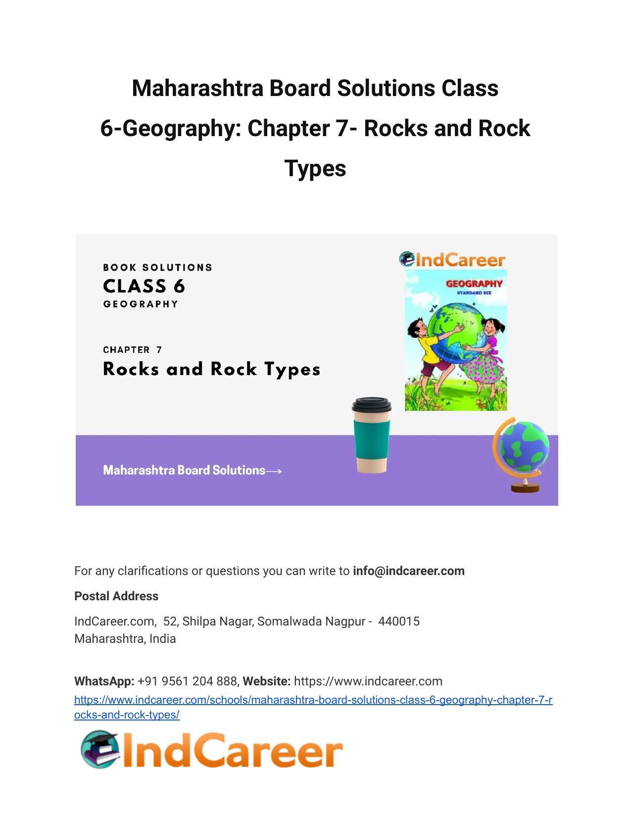 Maharashtra Board Solutions Class 6-Geography: Chapter 7- Rocks and Rock Types - Page 1