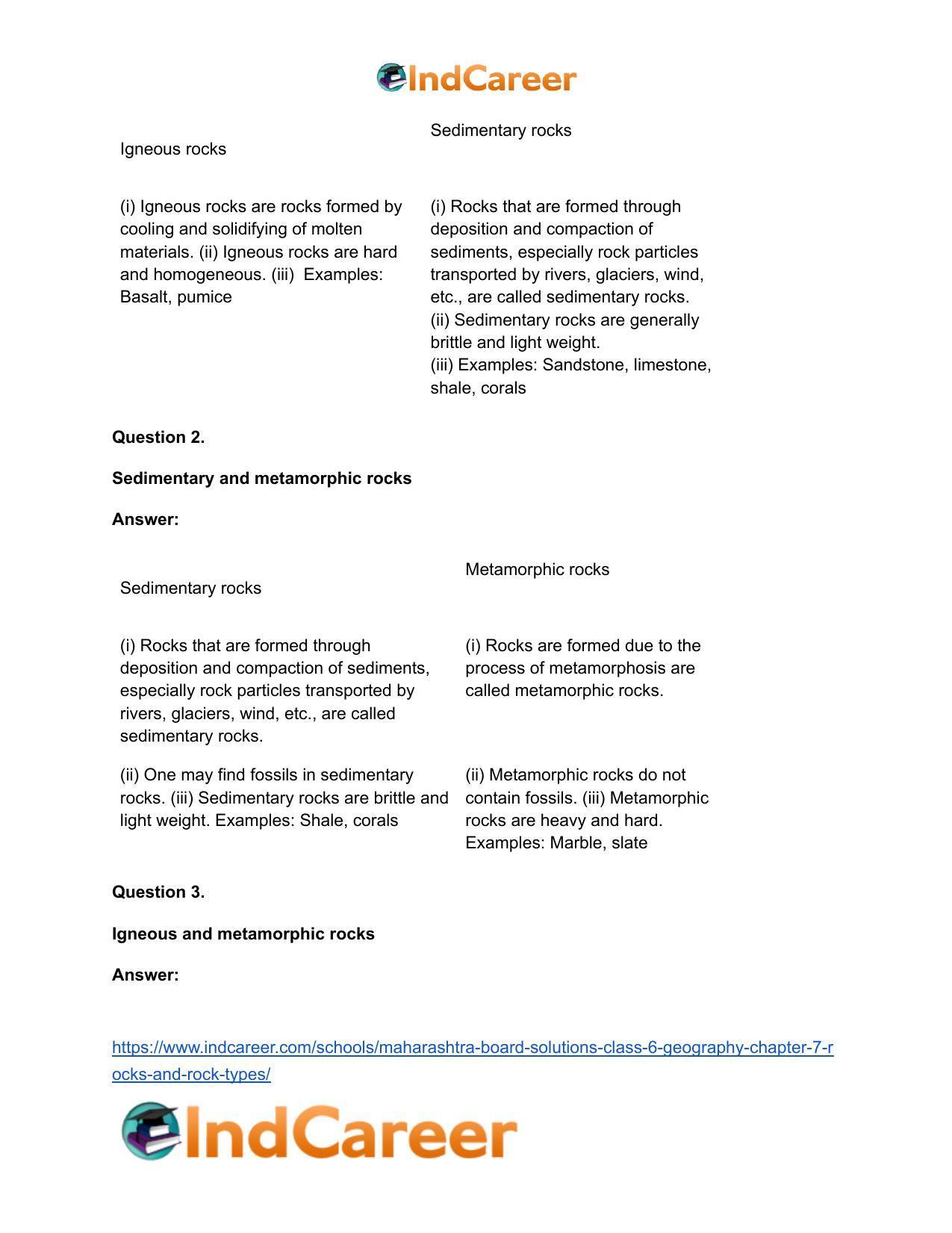 Maharashtra Board Solutions Class 6-Geography: Chapter 7- Rocks and Rock Types - Page 3