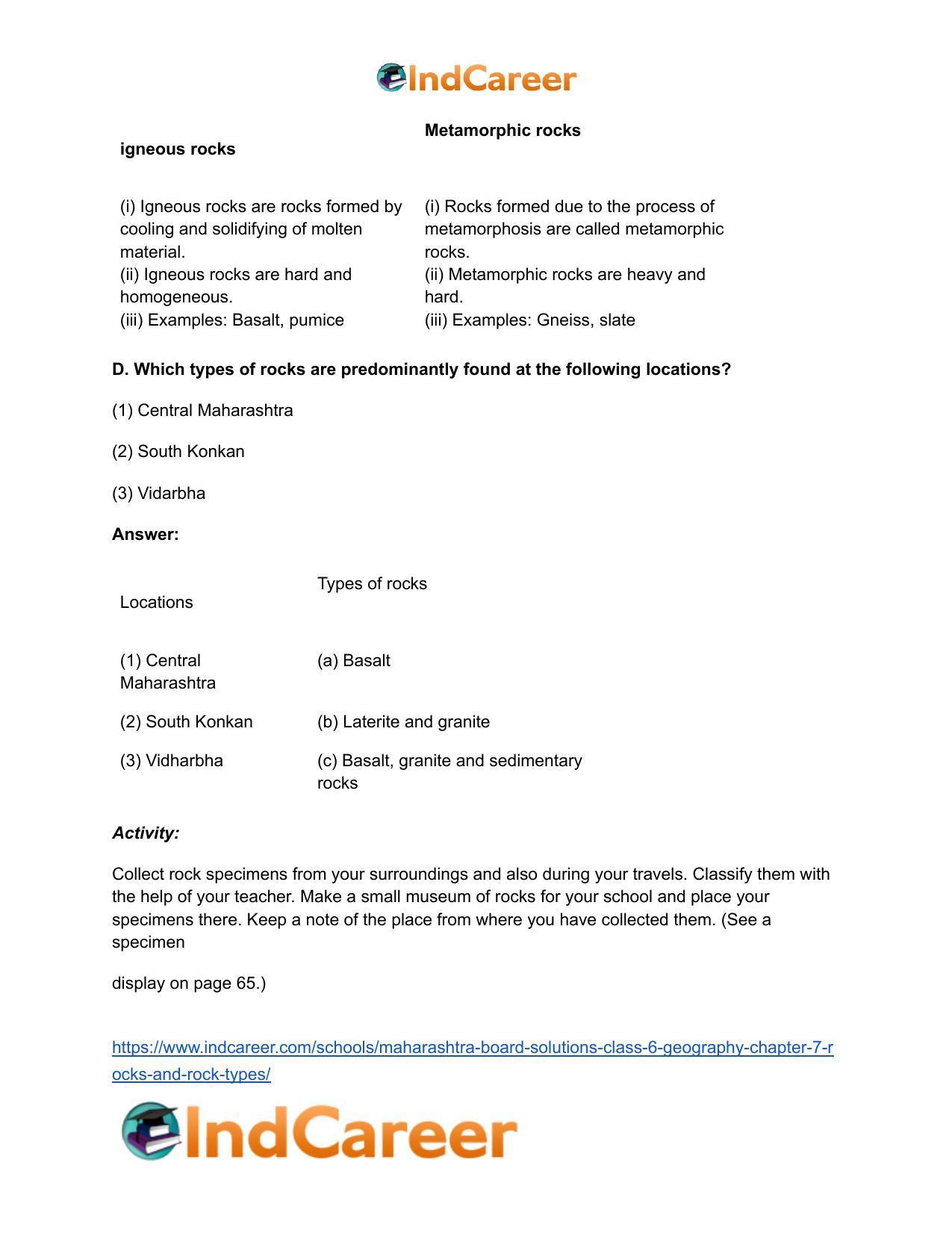 Maharashtra Board Solutions Class 6-Geography: Chapter 7- Rocks and Rock Types - Page 4
