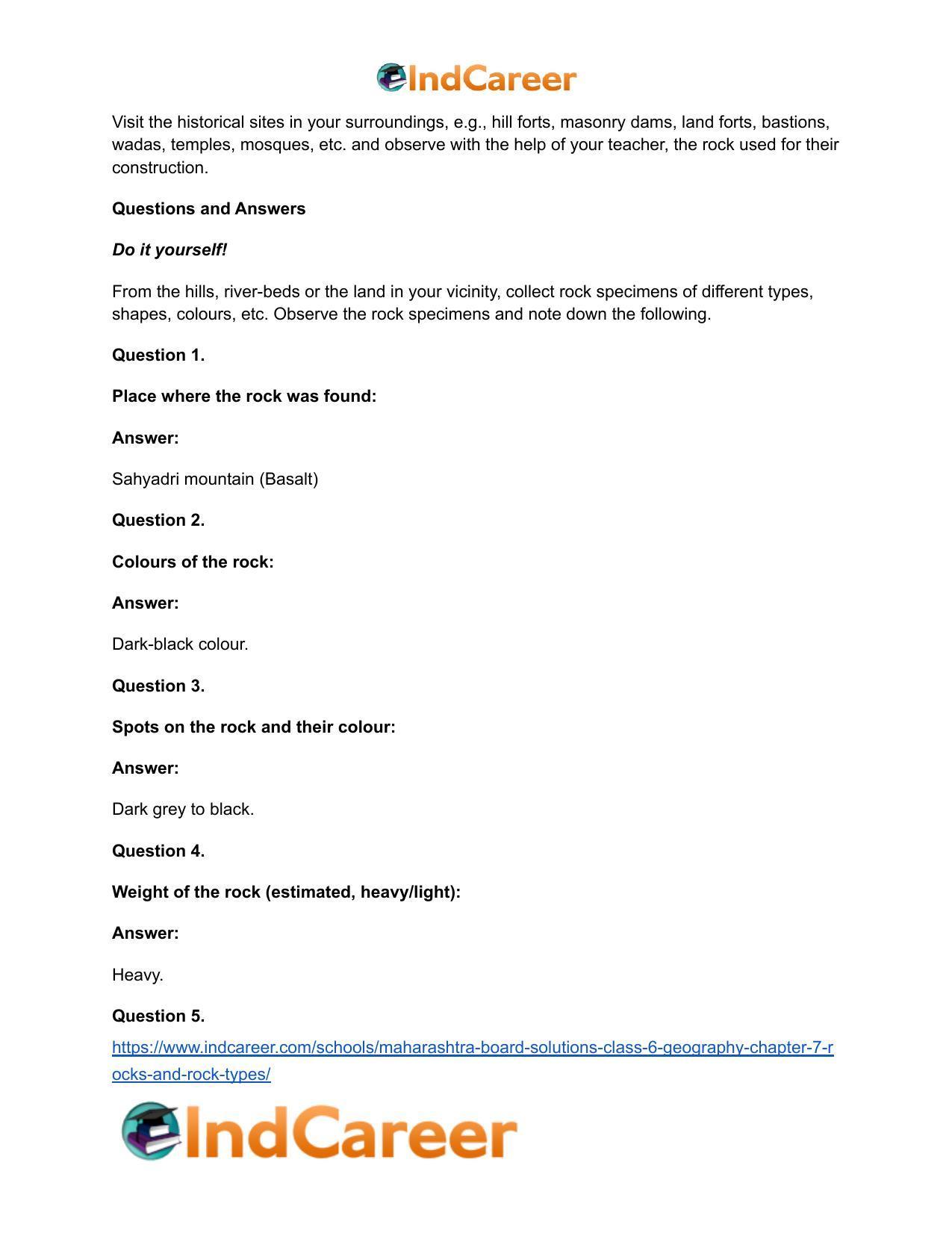 Maharashtra Board Solutions Class 6-Geography: Chapter 7- Rocks and Rock Types - Page 5