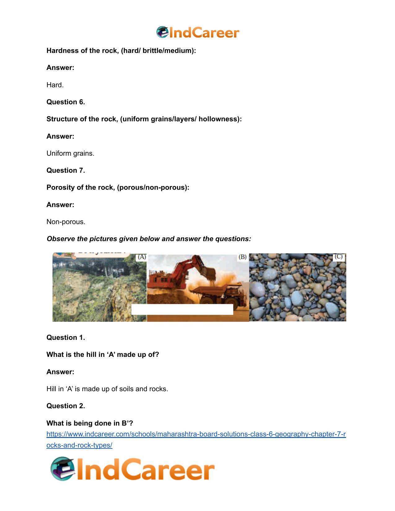 Maharashtra Board Solutions Class 6-Geography: Chapter 7- Rocks and Rock Types - Page 6