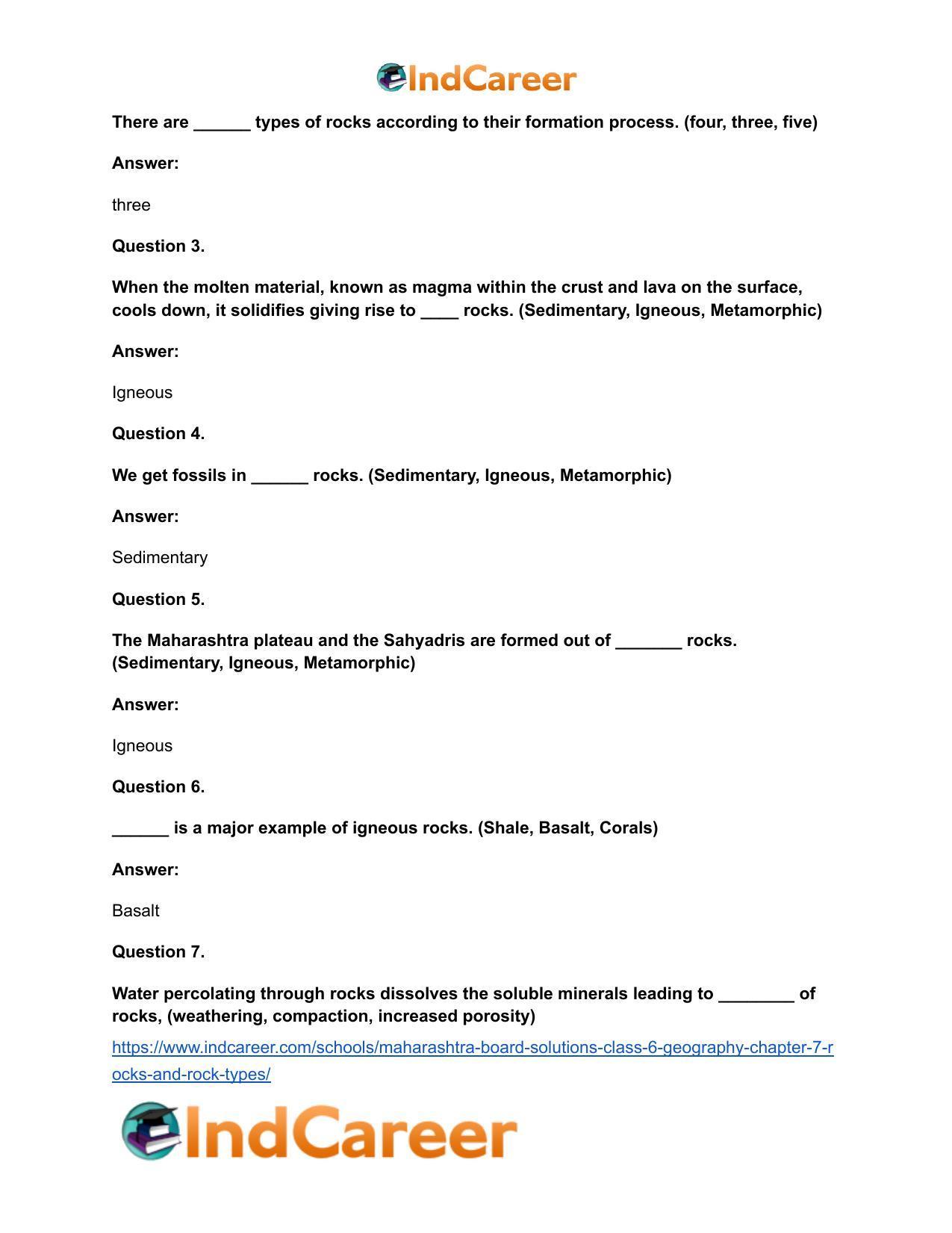 Maharashtra Board Solutions Class 6-Geography: Chapter 7- Rocks and Rock Types - Page 9