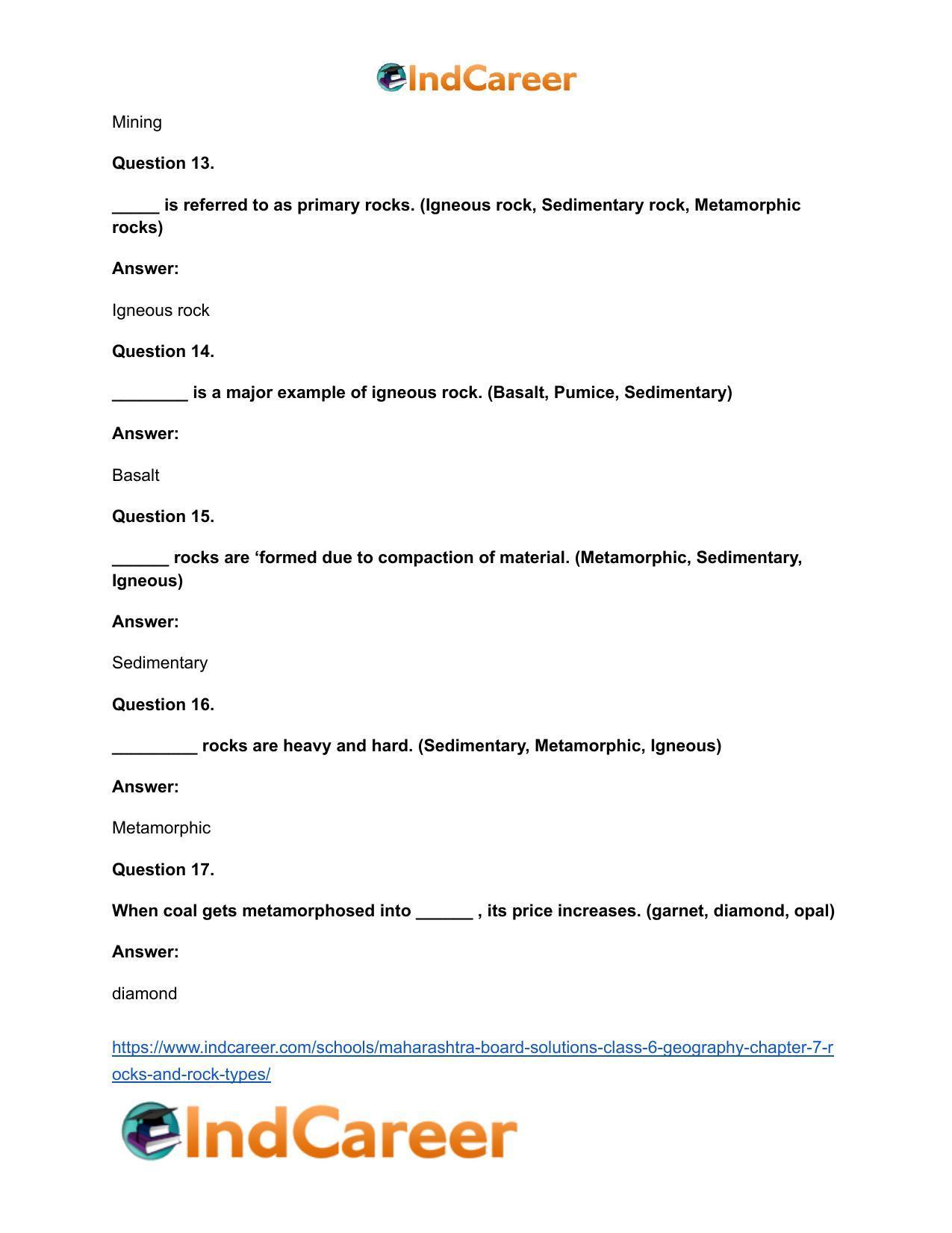 Maharashtra Board Solutions Class 6-Geography: Chapter 7- Rocks and Rock Types - Page 11