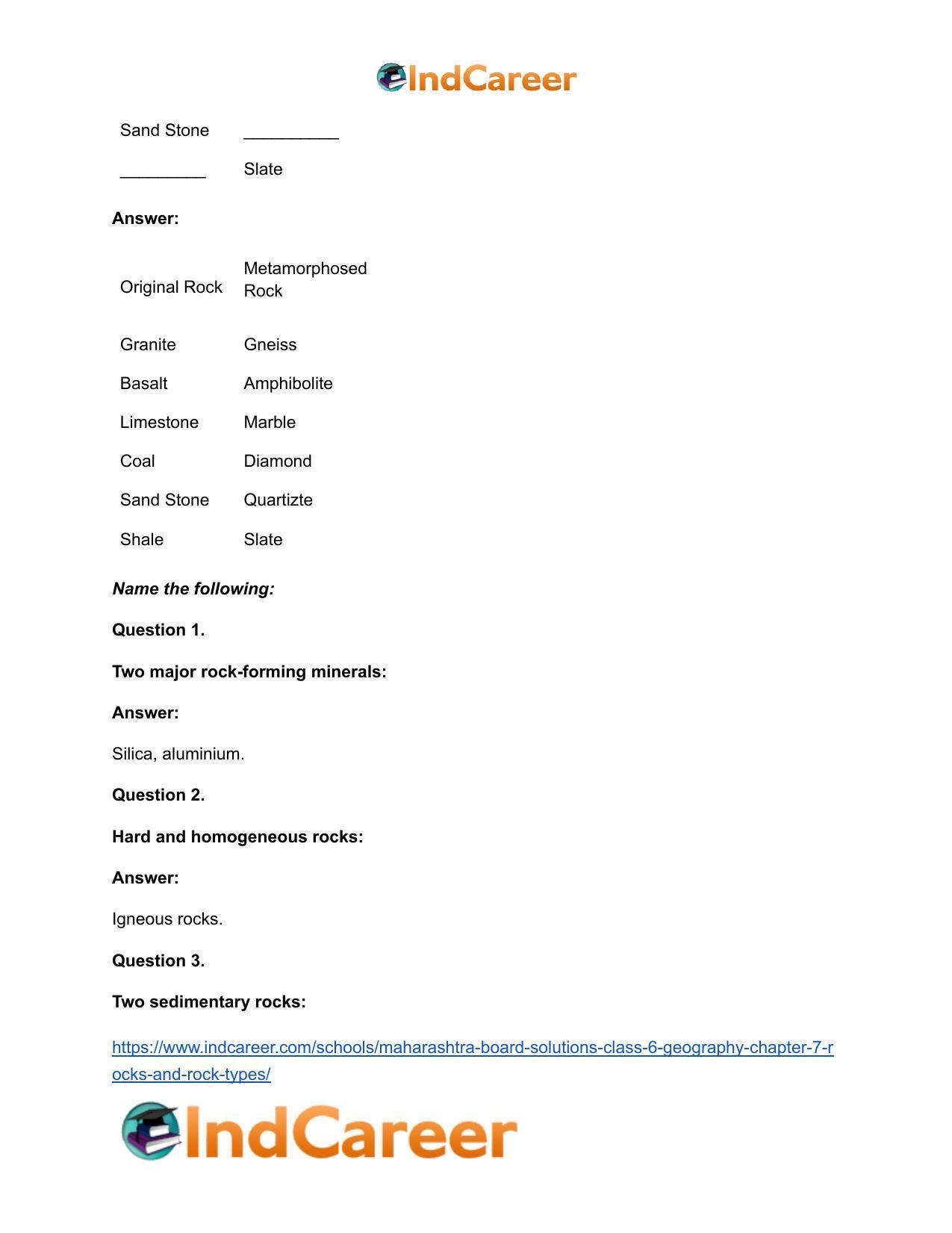 Maharashtra Board Solutions Class 6-Geography: Chapter 7- Rocks and Rock Types - Page 13