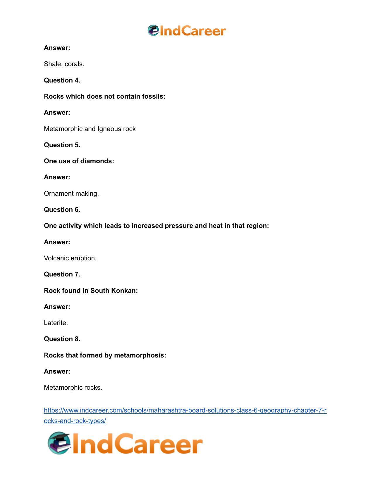 Maharashtra Board Solutions Class 6-Geography: Chapter 7- Rocks and Rock Types - Page 14