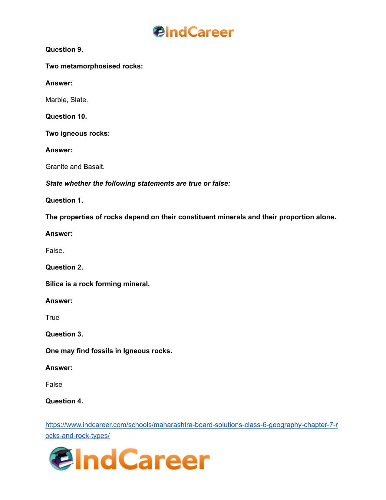 Maharashtra Board Solutions Class 6-Geography: Chapter 7- Rocks and Rock Types - Page 15