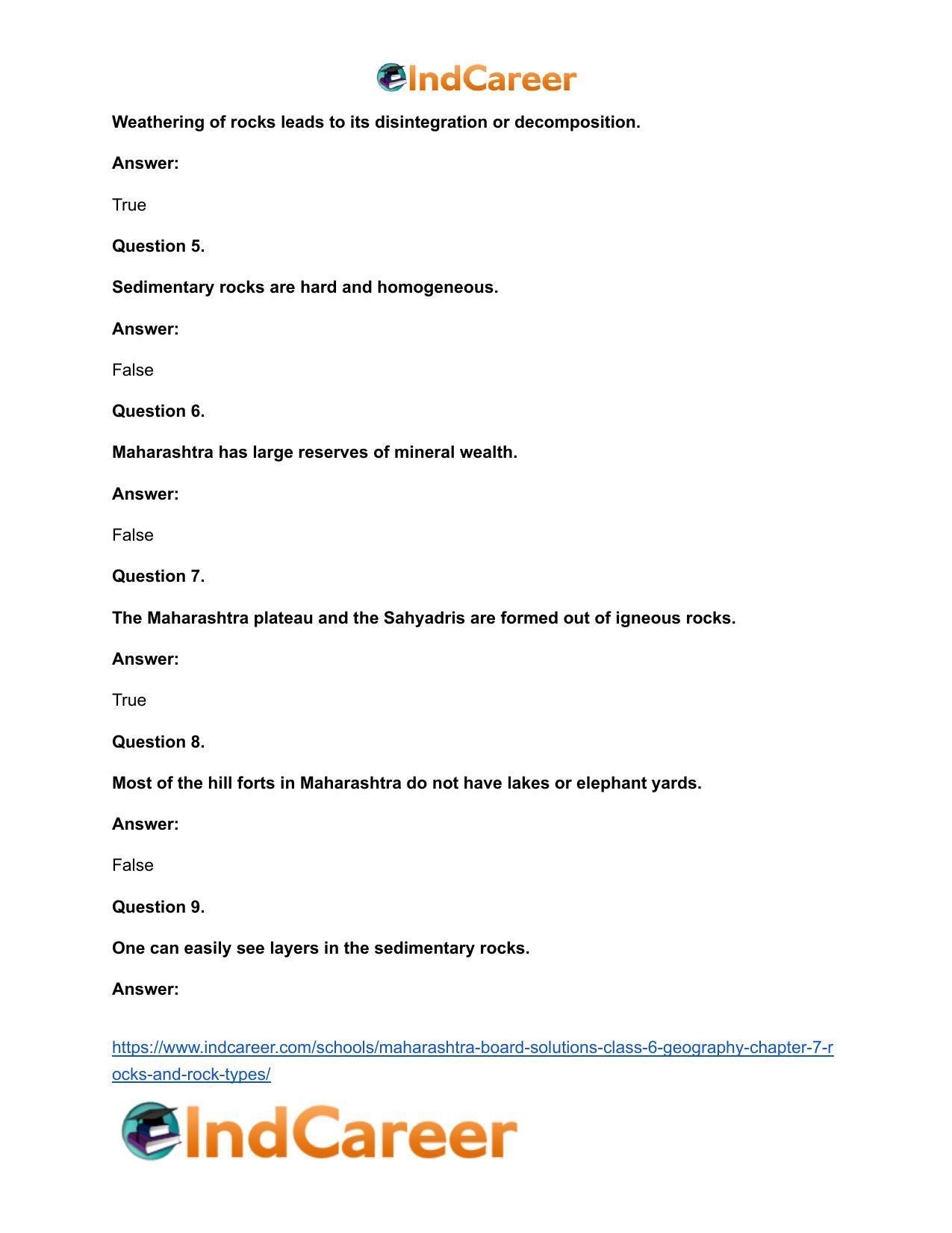Maharashtra Board Solutions Class 6-Geography: Chapter 7- Rocks and Rock Types - Page 16